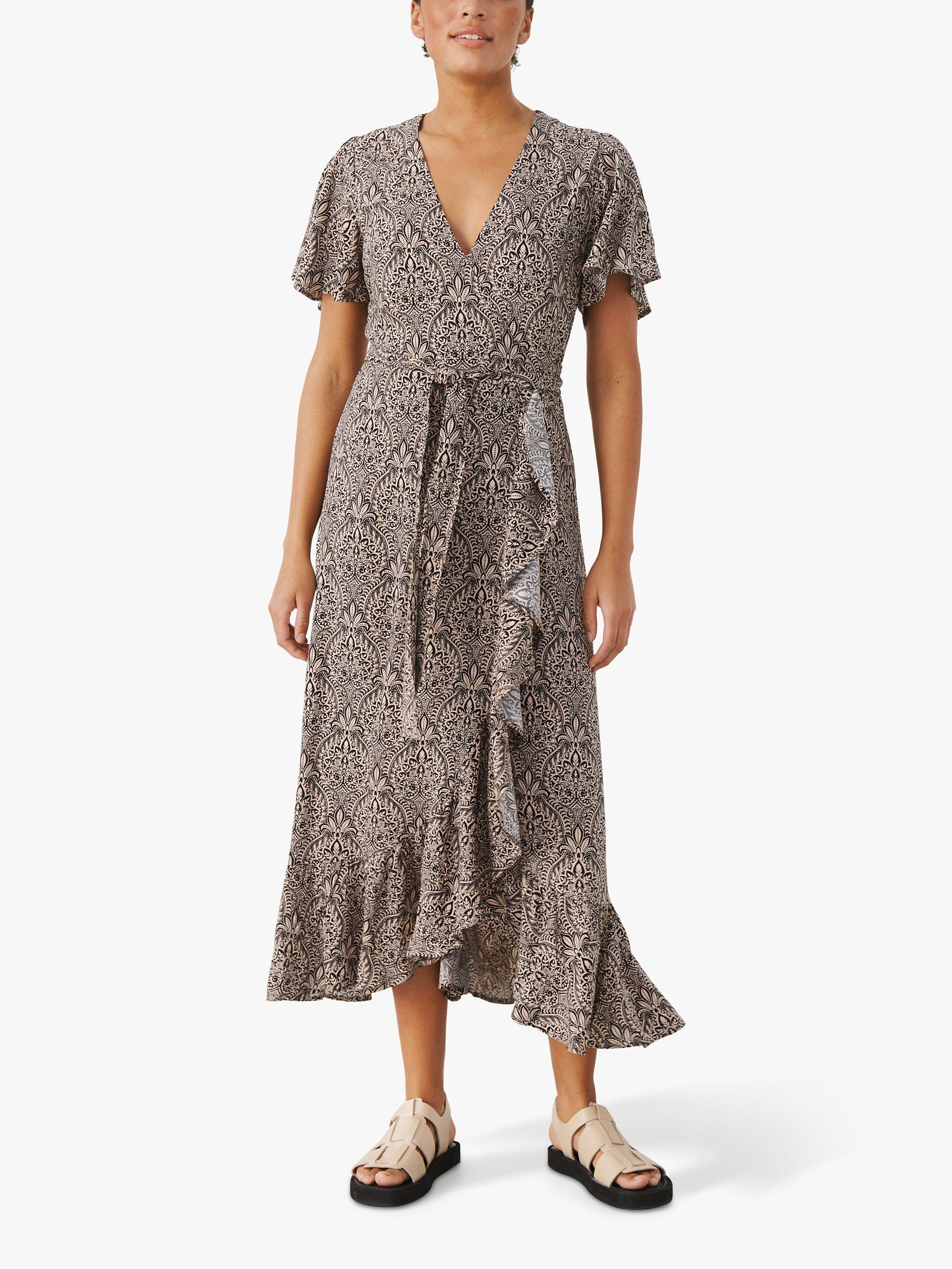 Midi ruffle wrap dress online