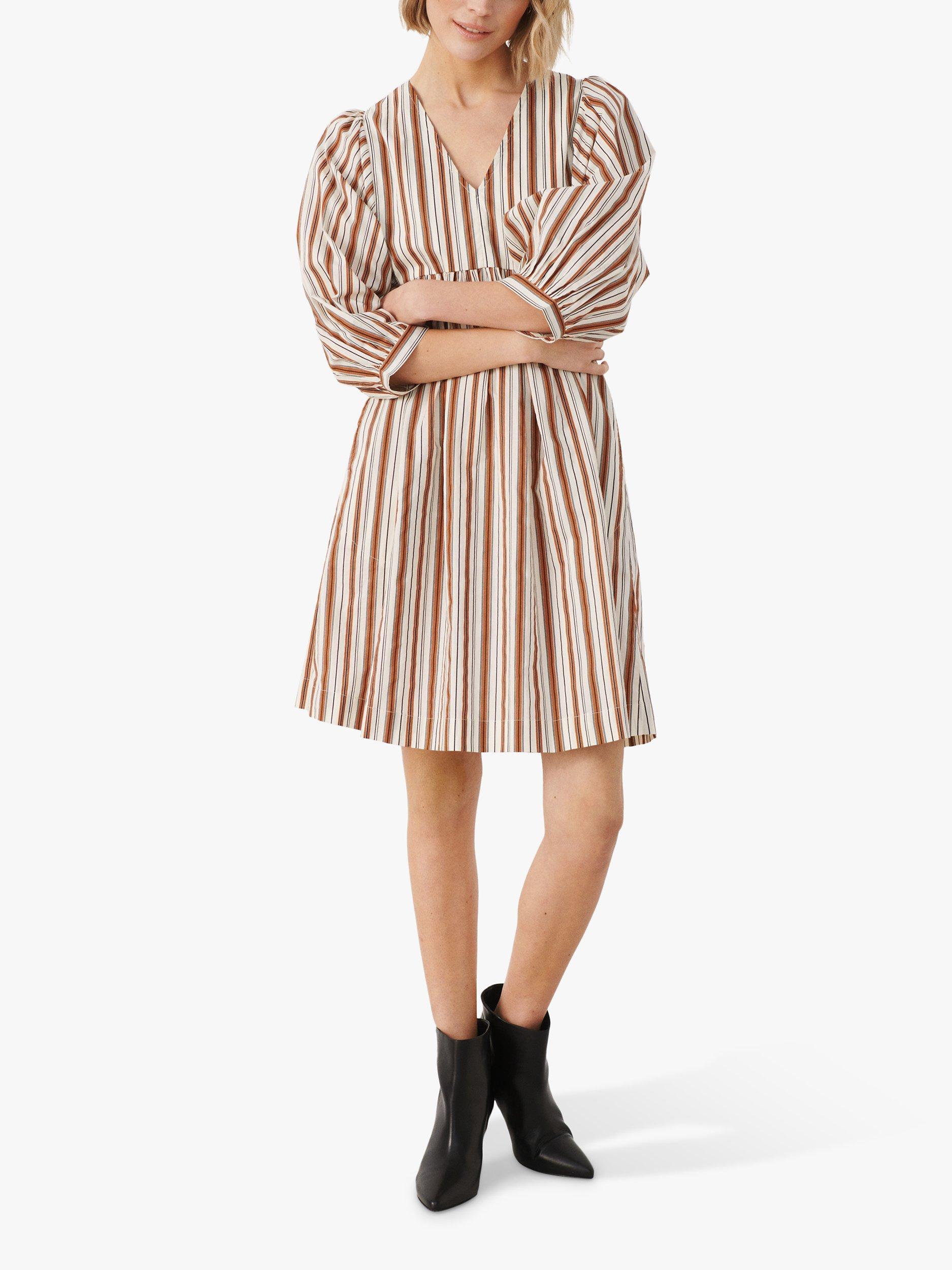 Part Two Stripe Print Volume Sleeve Dress, Multi