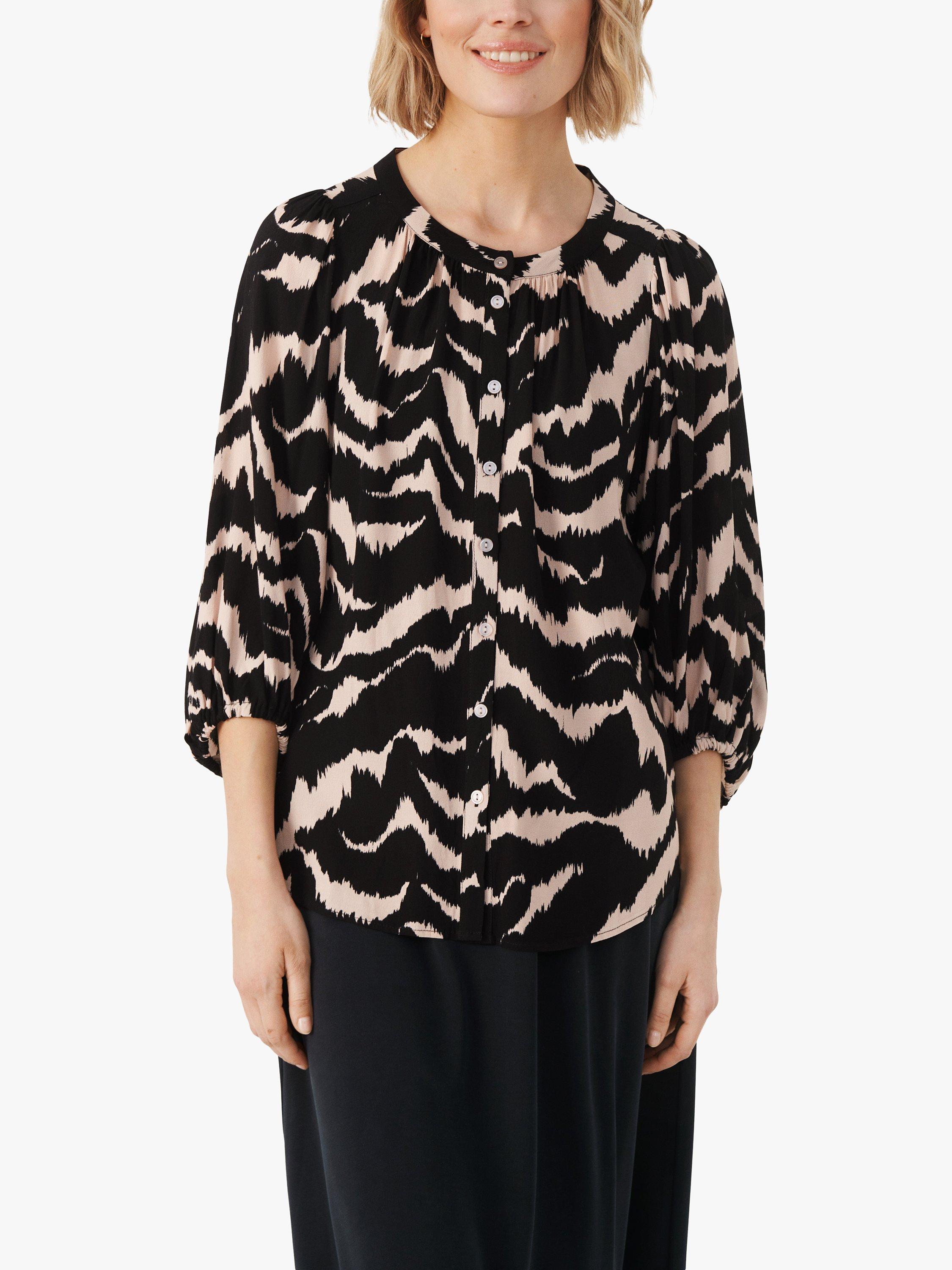 Part Two Orana Zebra Print Blouse, Black/Multi, 8