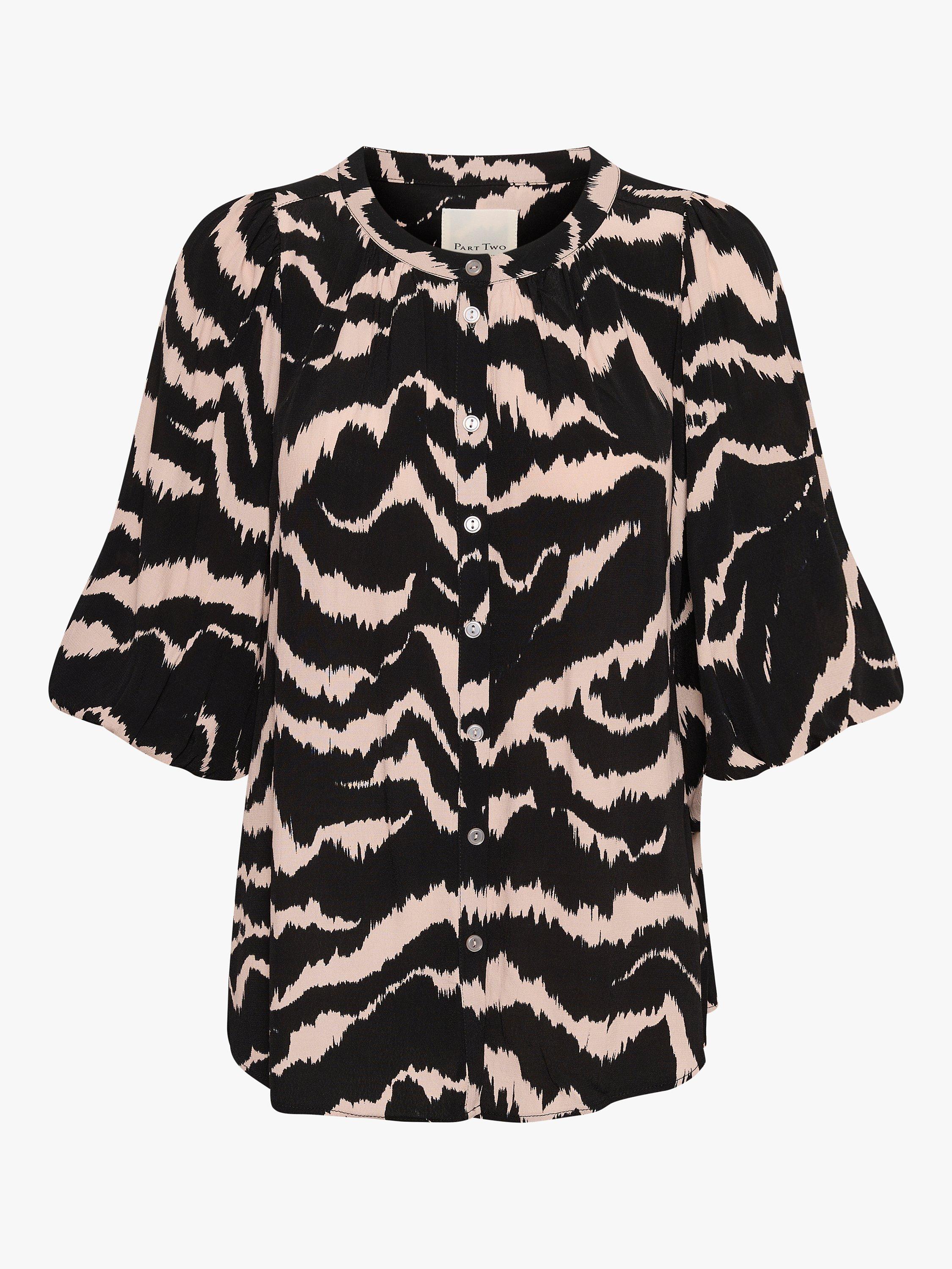 Part Two Orana Zebra Print Blouse, Black/Multi, 8