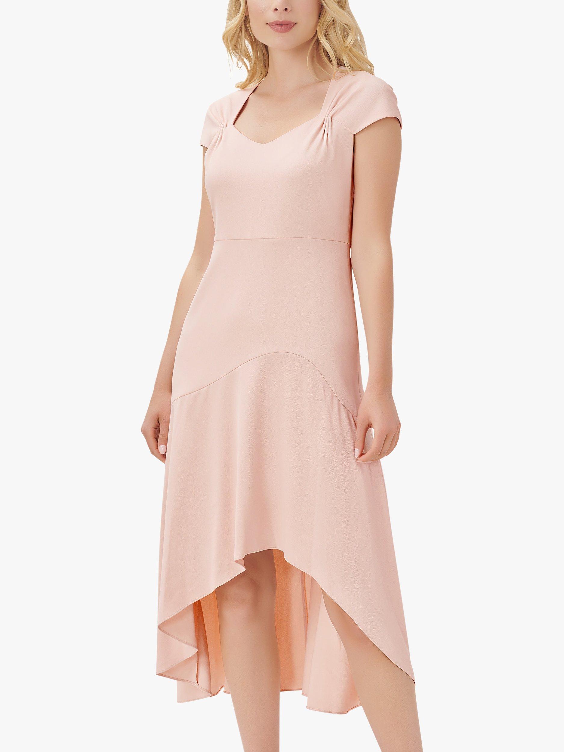 Adrianna Papell Divine Crepe Dip Hem Dress, Joyful Blush