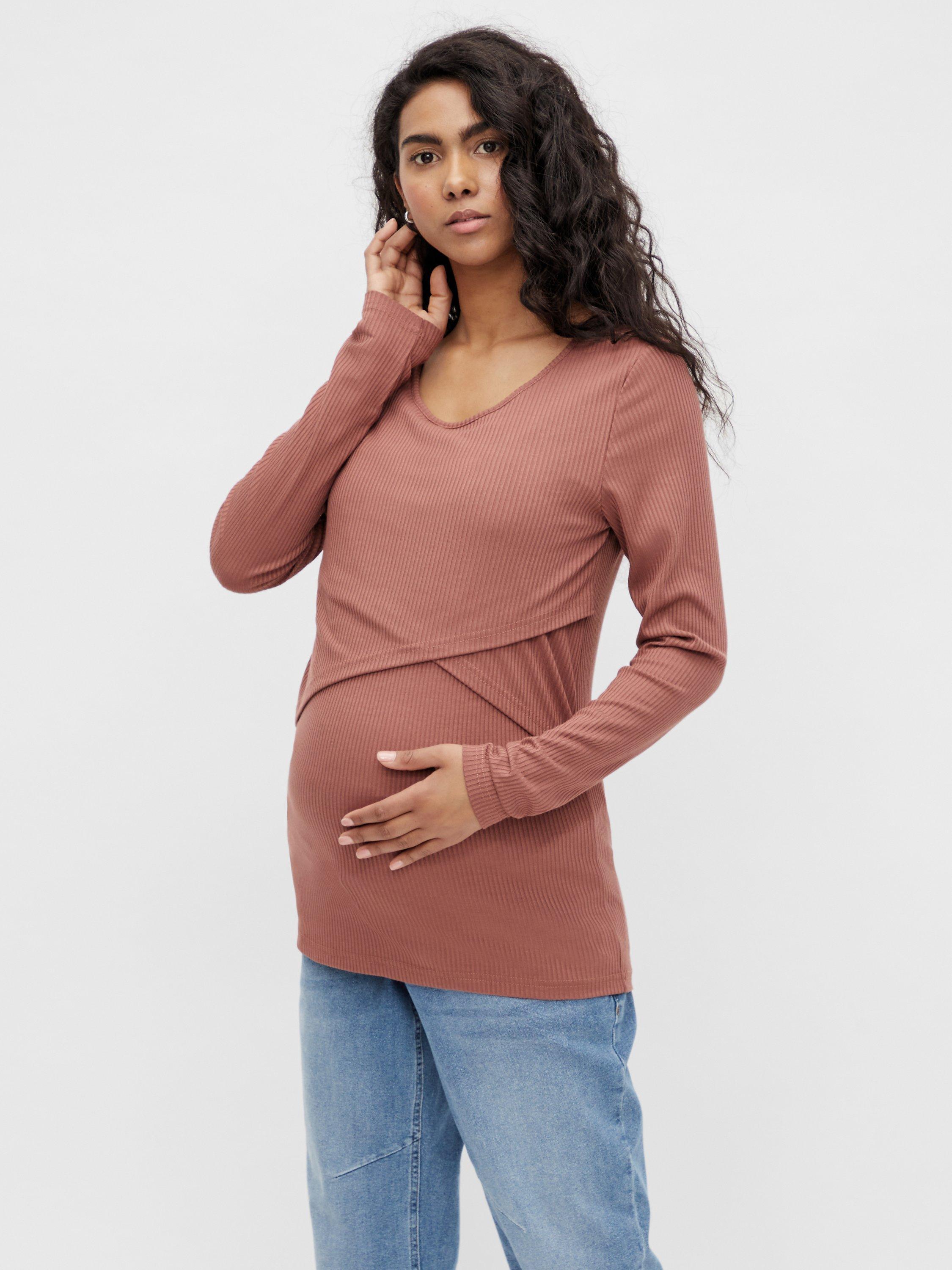 Mamalicious Carma June Jersey Rib Top, Burlwood