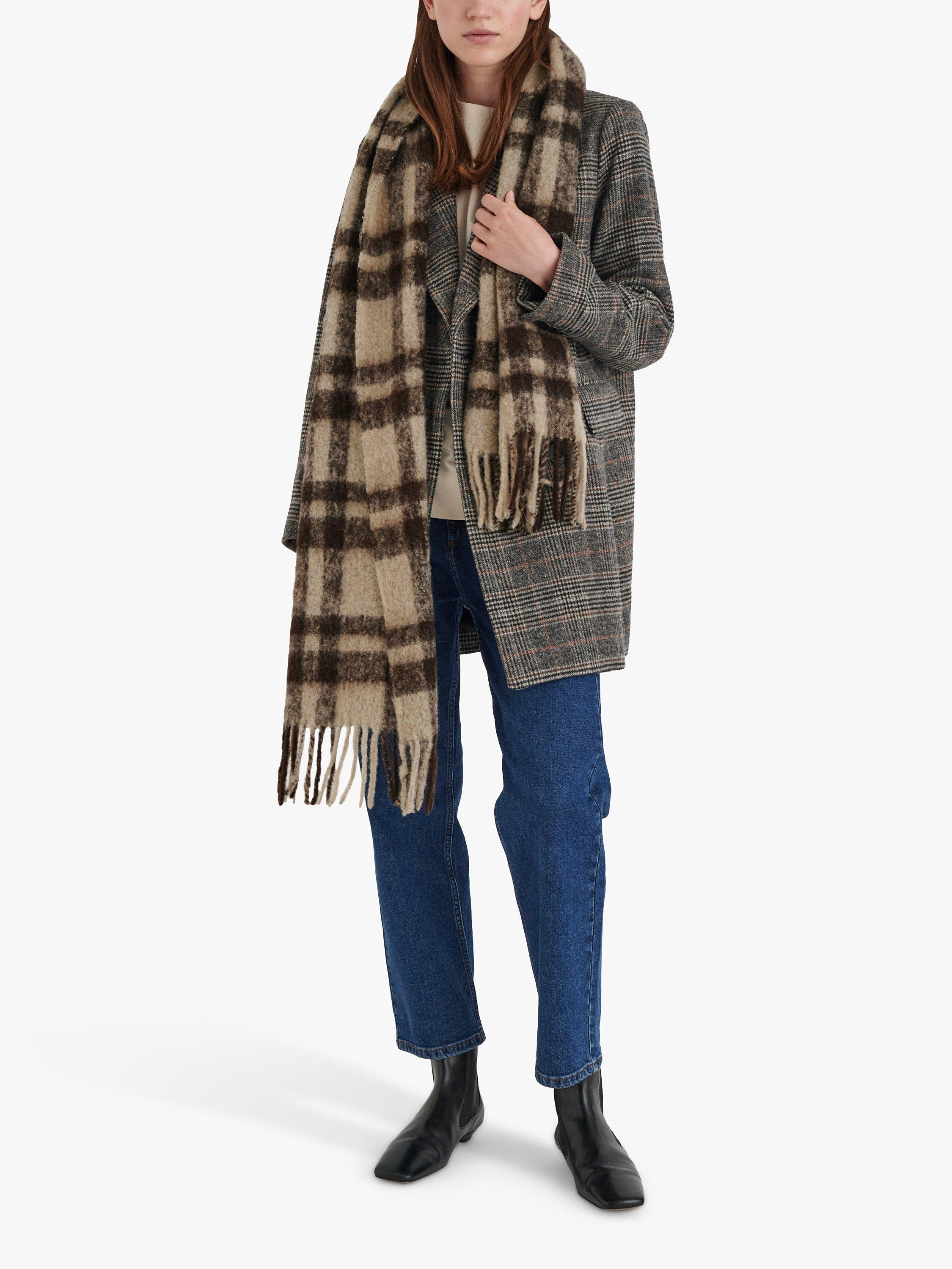 InWear Moyna Check Blazer Mid Thigh Coat, Brown Check