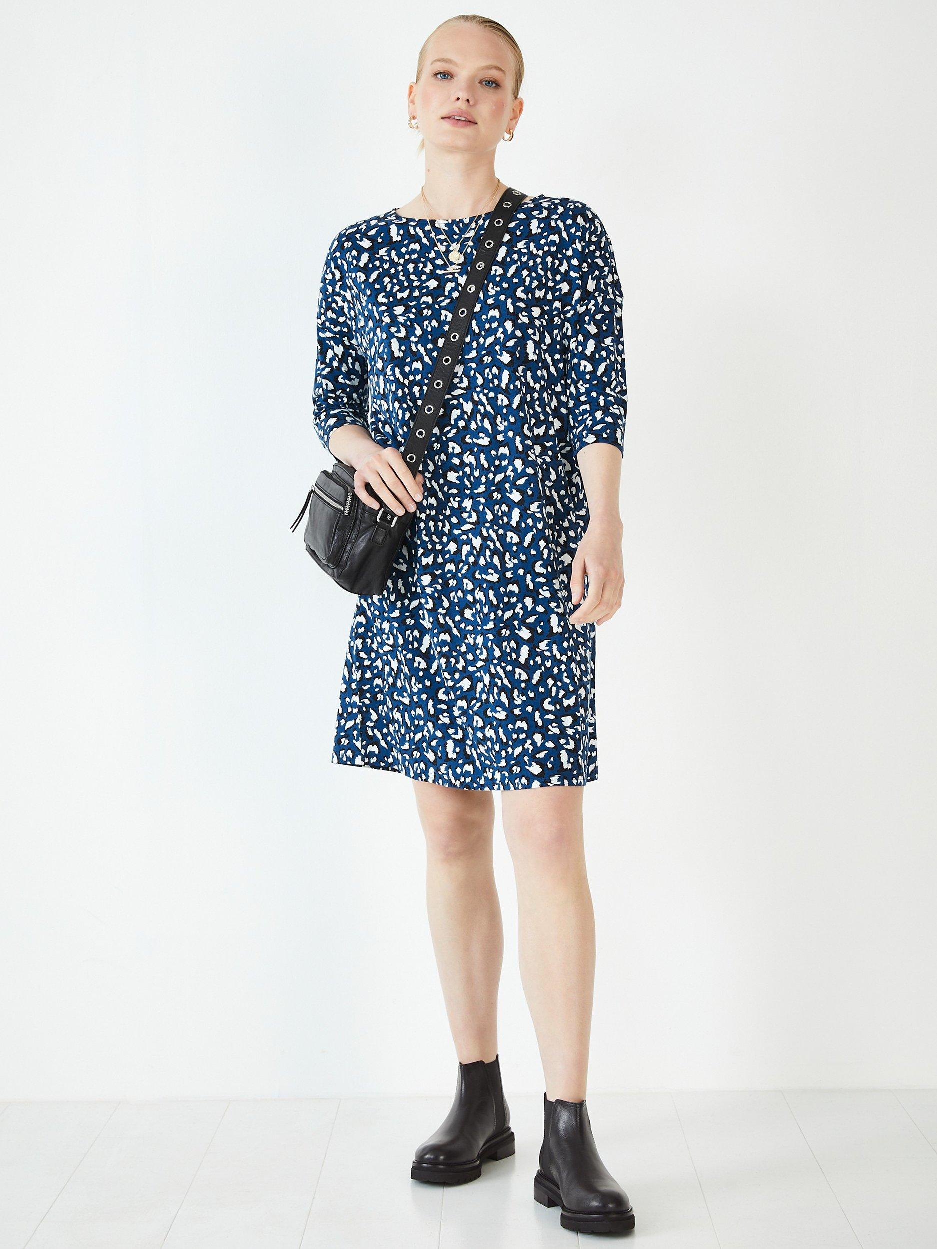 HUSH Avril Jersey Abstract Print Mini Dress, Navy