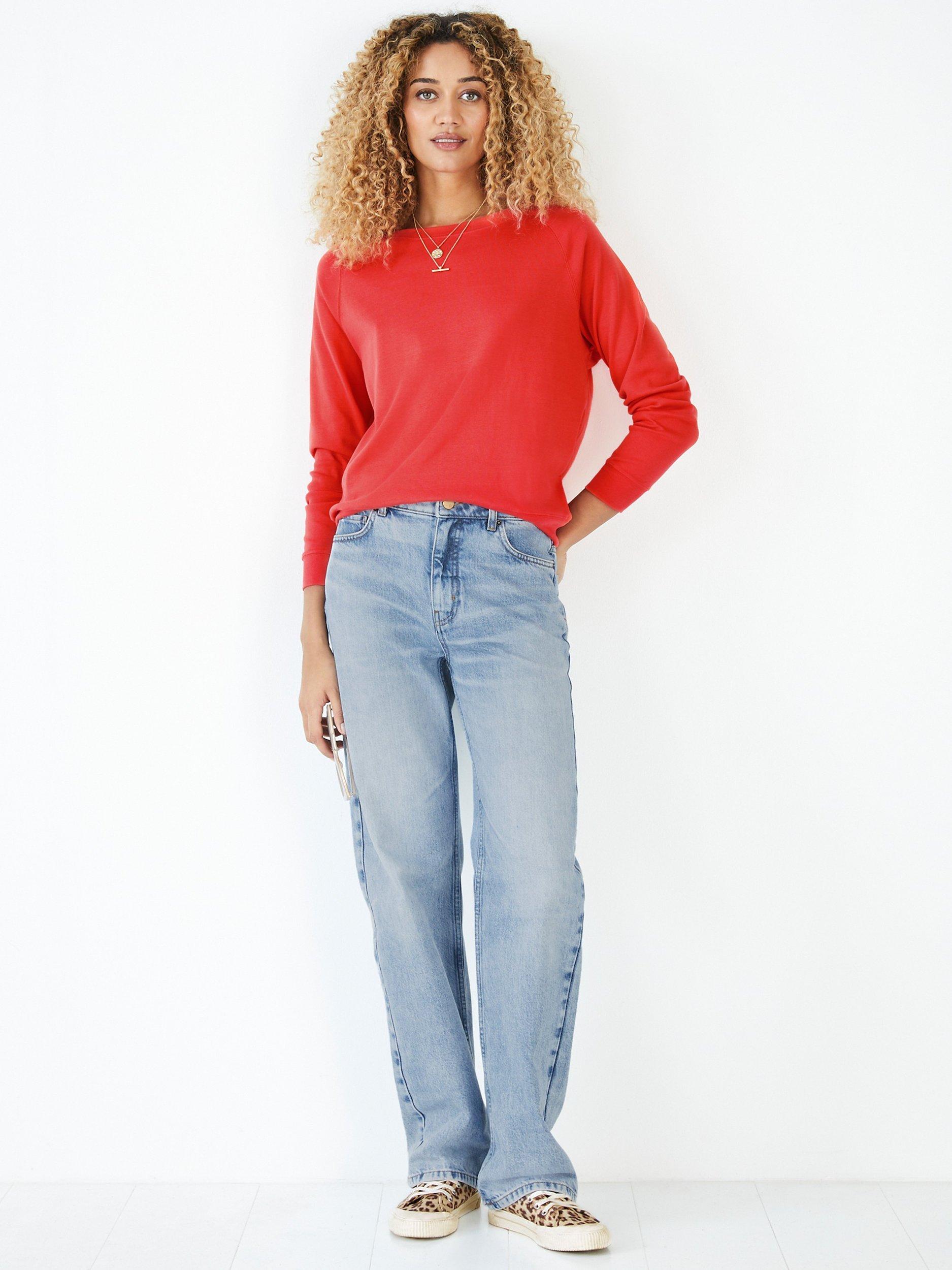 HUSH Tilda Raglan Sleeve Cotton Sweatshirt, Red