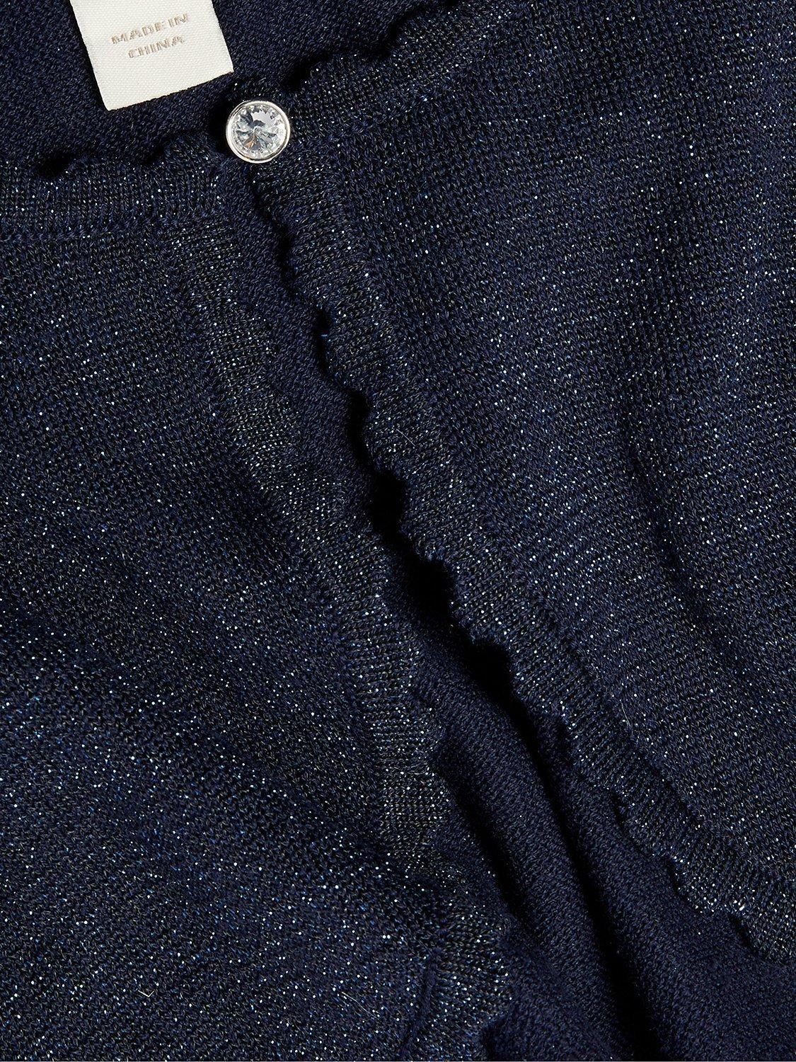 Product image 3 of 3, which shows Monsoon Kids' Niamh Sparkle Cardigan, Navy, 3-4 years