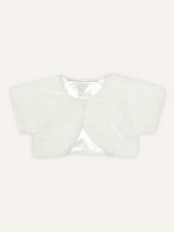 Monsoon Kids' Plain Faux Fur Shrug, Ivory