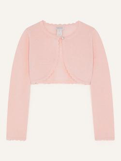 Monsoon Kids' Niamh Cropped Scallop Edge Cardigan, Pink