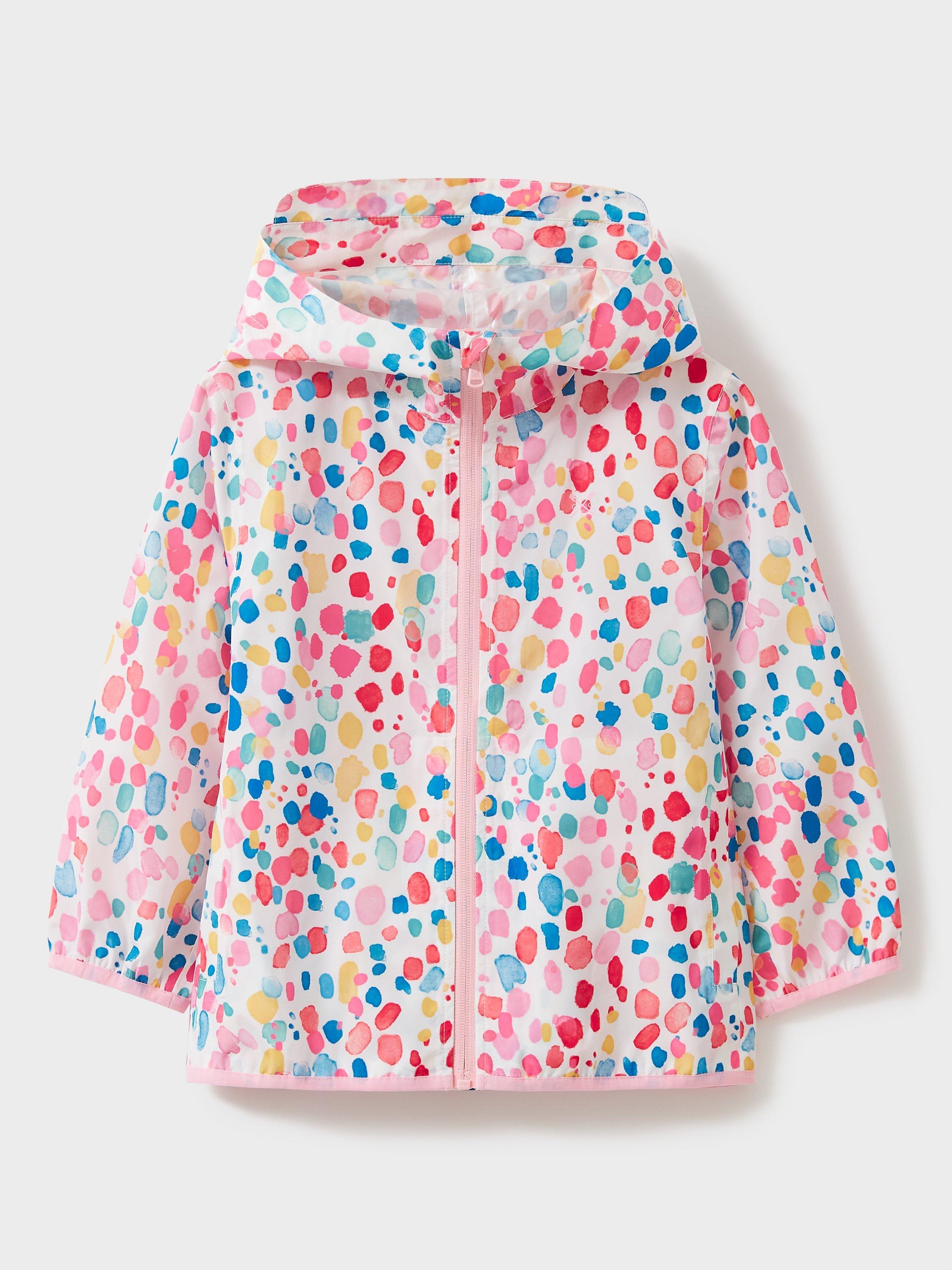 Crew Clothing Kids Rainbow Paint Splatter Waterproof Coat White