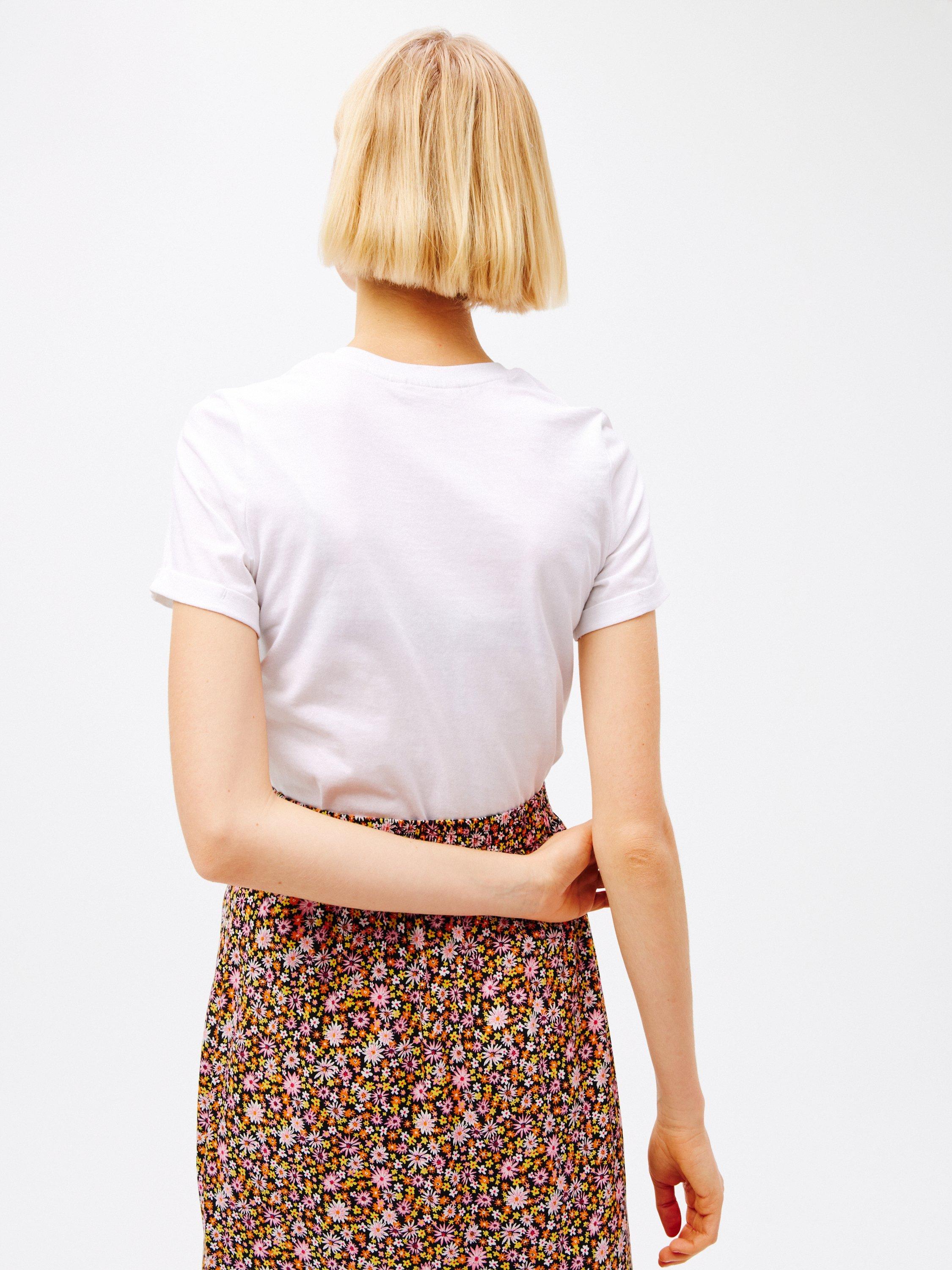 ANYDAY Flower Embroidery Short Sleeve T-Shirt, White