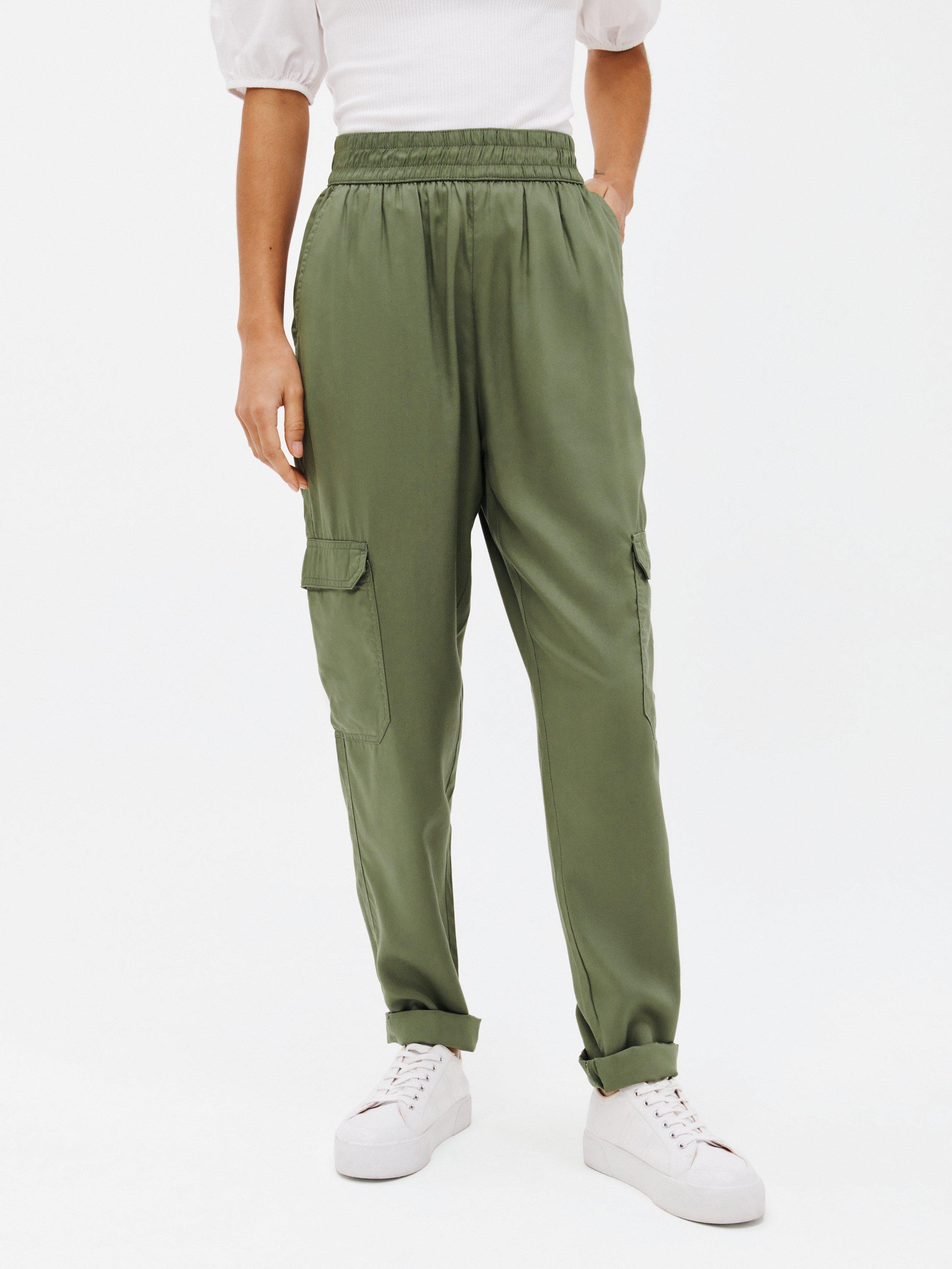 John Lewis ANYDAY Plain Cargo Pocket Turn Up Trousers, Khaki