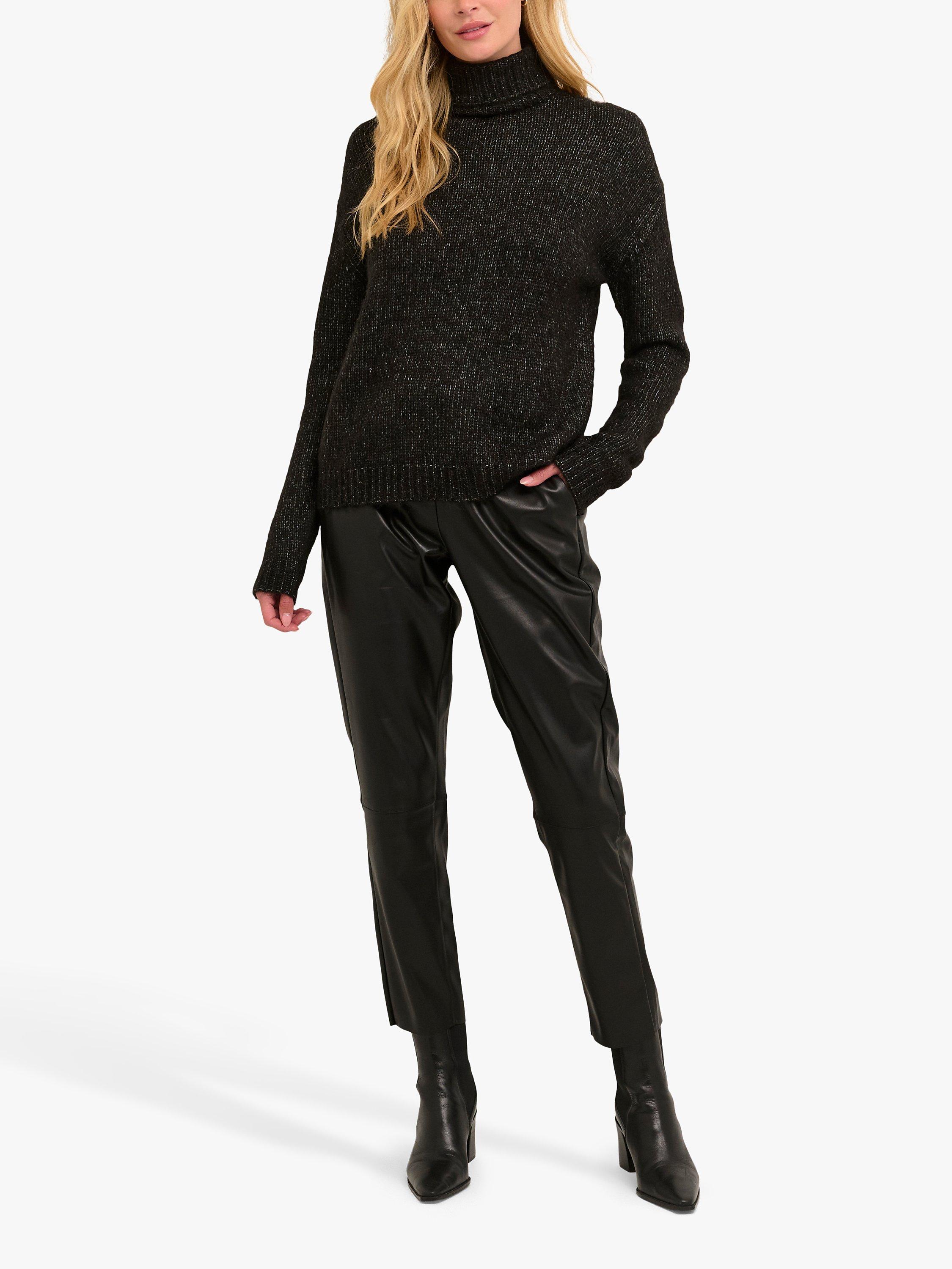 KAFFE Sarla Roll Neck Jumper, Black Melange