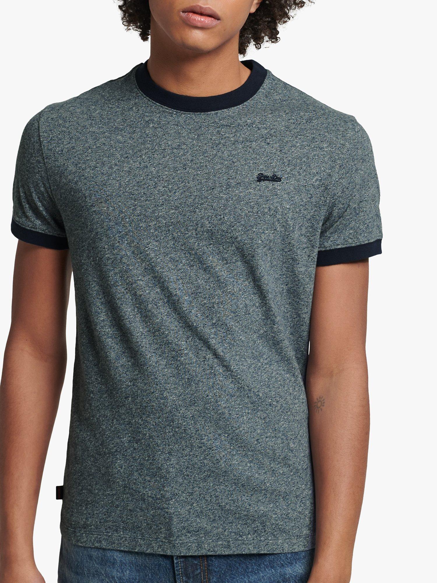 Superdry Organic Cotton Vintage Ringer T-Shirt, Frosted Navy Grit, XXXL