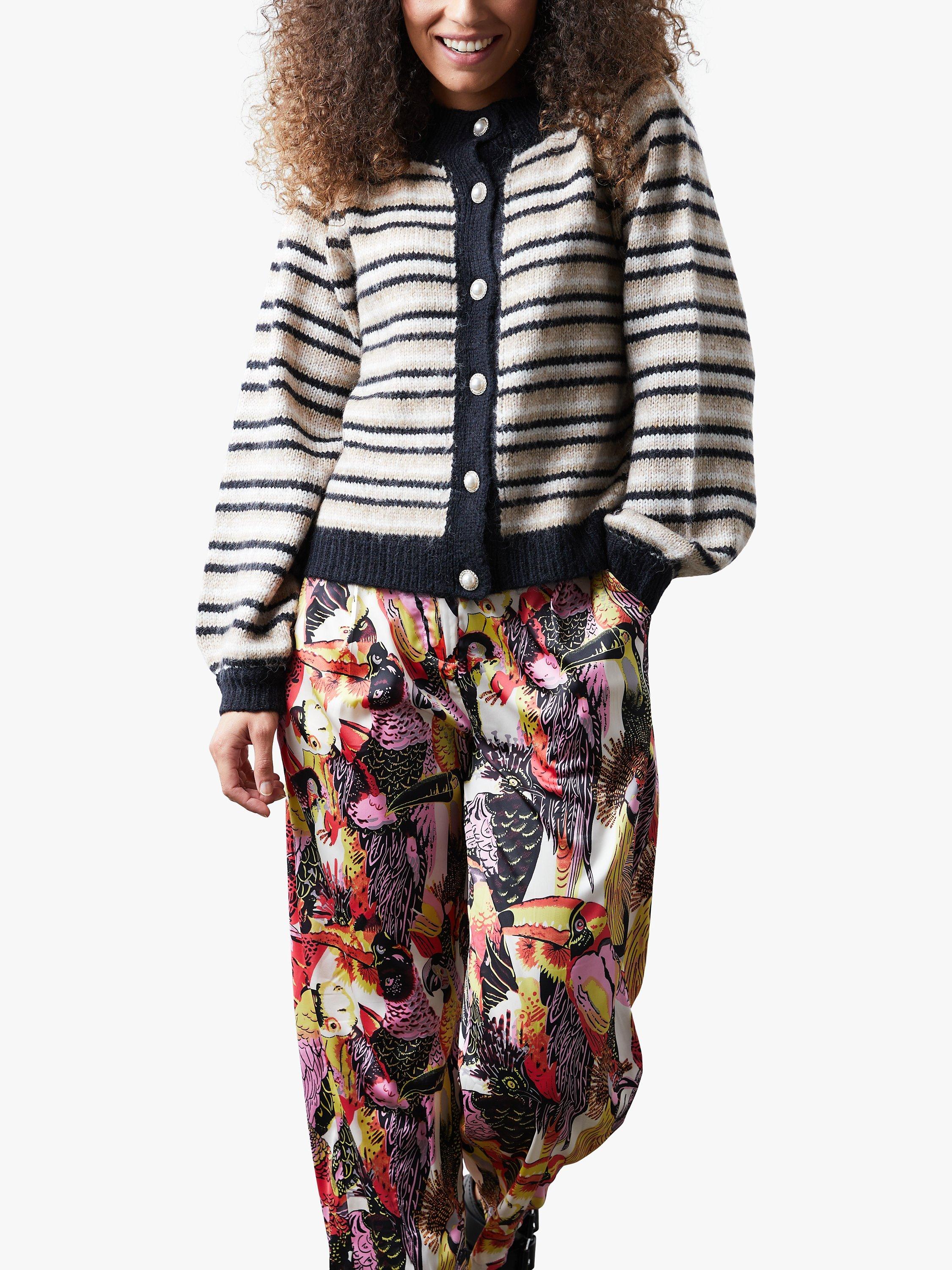Lollys Laundry Pippa Stripe Cardigan, Black