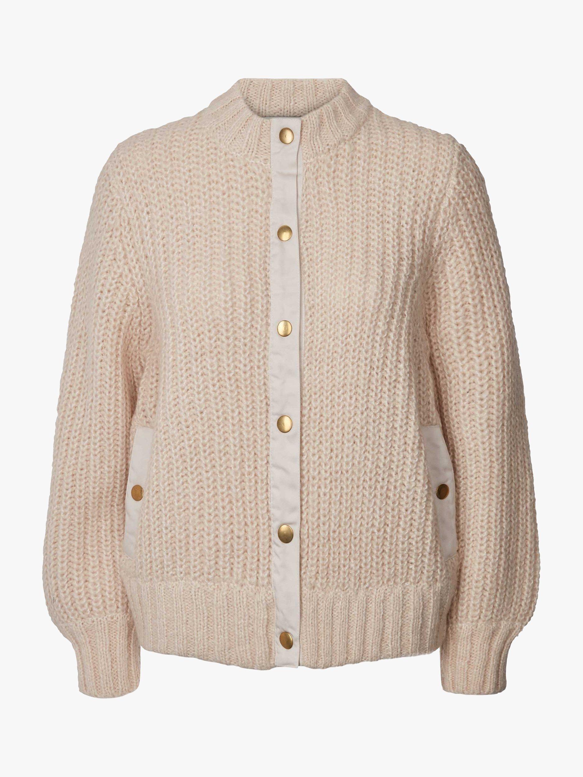 Lollys Laundry Jamie Chunky Patchwork Detail Cardigan, Ecru, XL