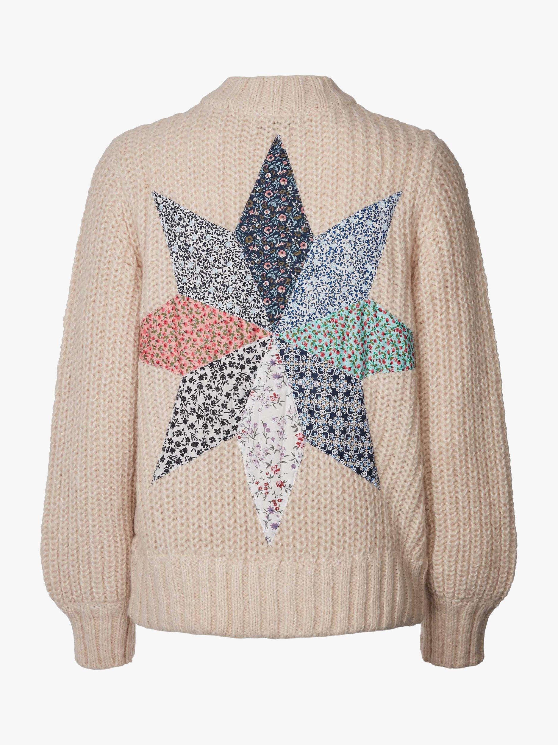 Lollys Laundry Jamie Chunky Patchwork Detail Cardigan, Ecru, XL