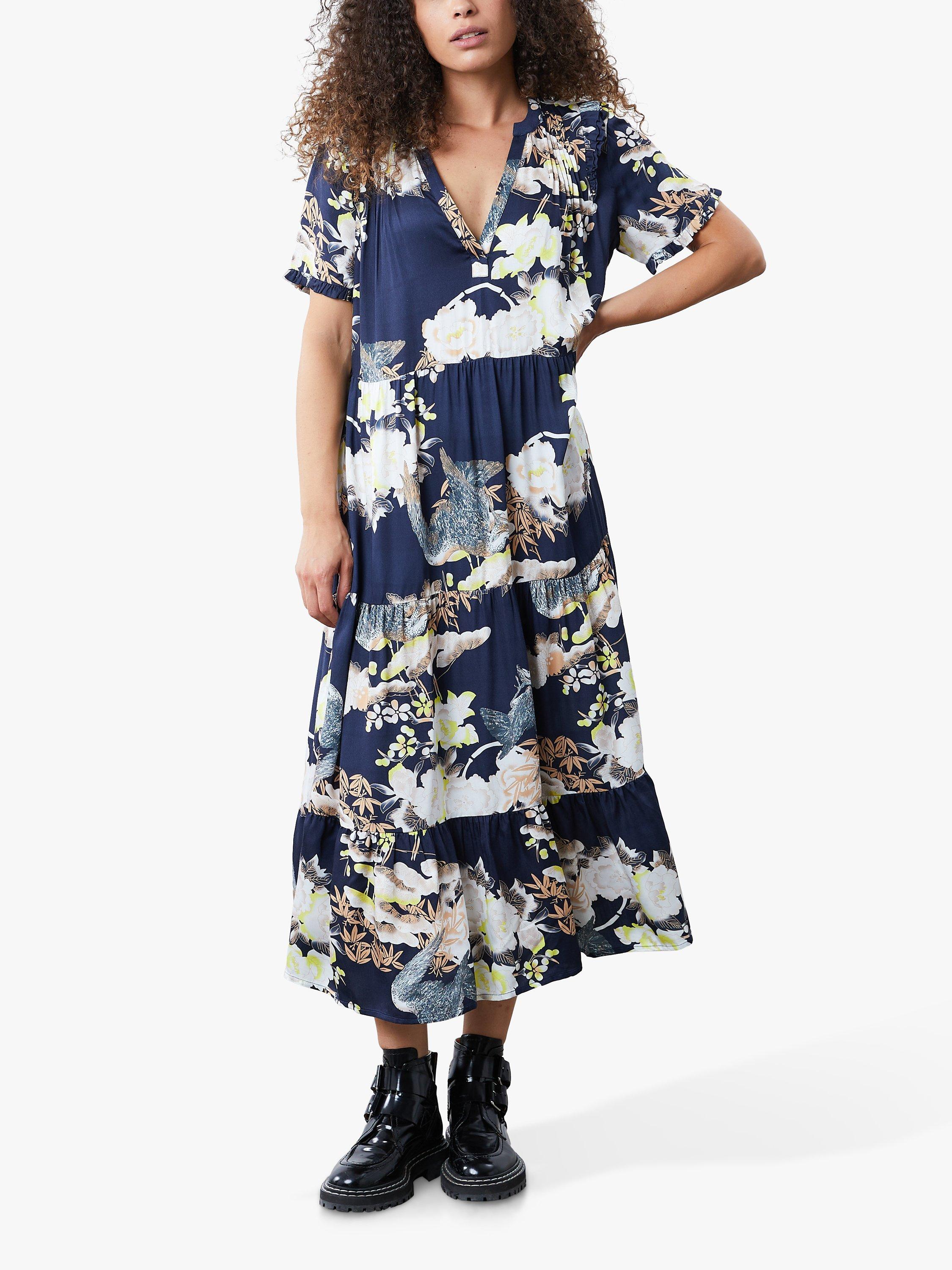 Lollys Laundry Freddy Tiered Midi Dress, Dark Navy