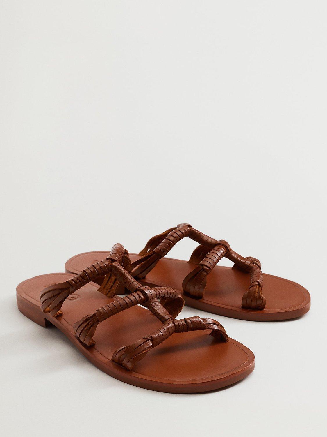 Product image 1 of 4, which shows Mango Mano Leather Sandals, Medium Brown, 4