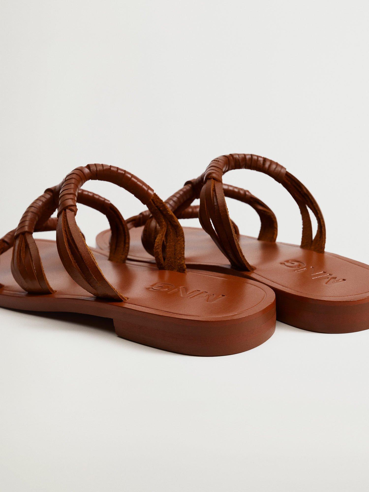 Product image 3 of 4, which shows Mango Mano Leather Sandals, Medium Brown, 4