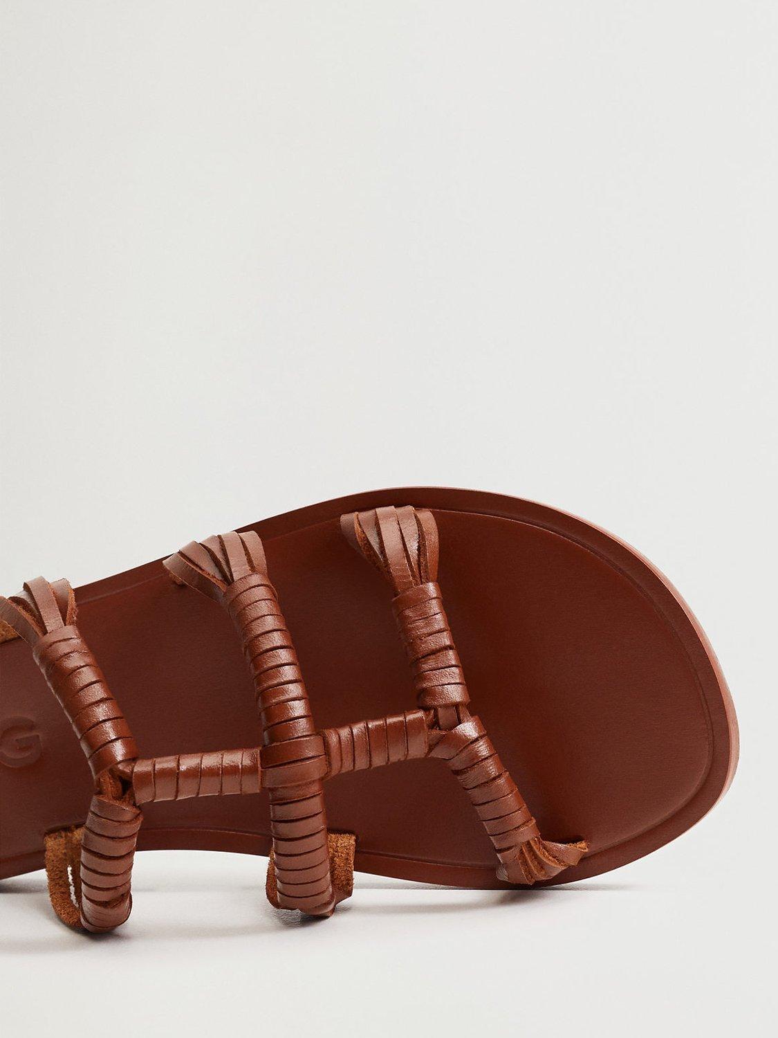 Product image 4 of 4, which shows Mango Mano Leather Sandals, Medium Brown, 4
