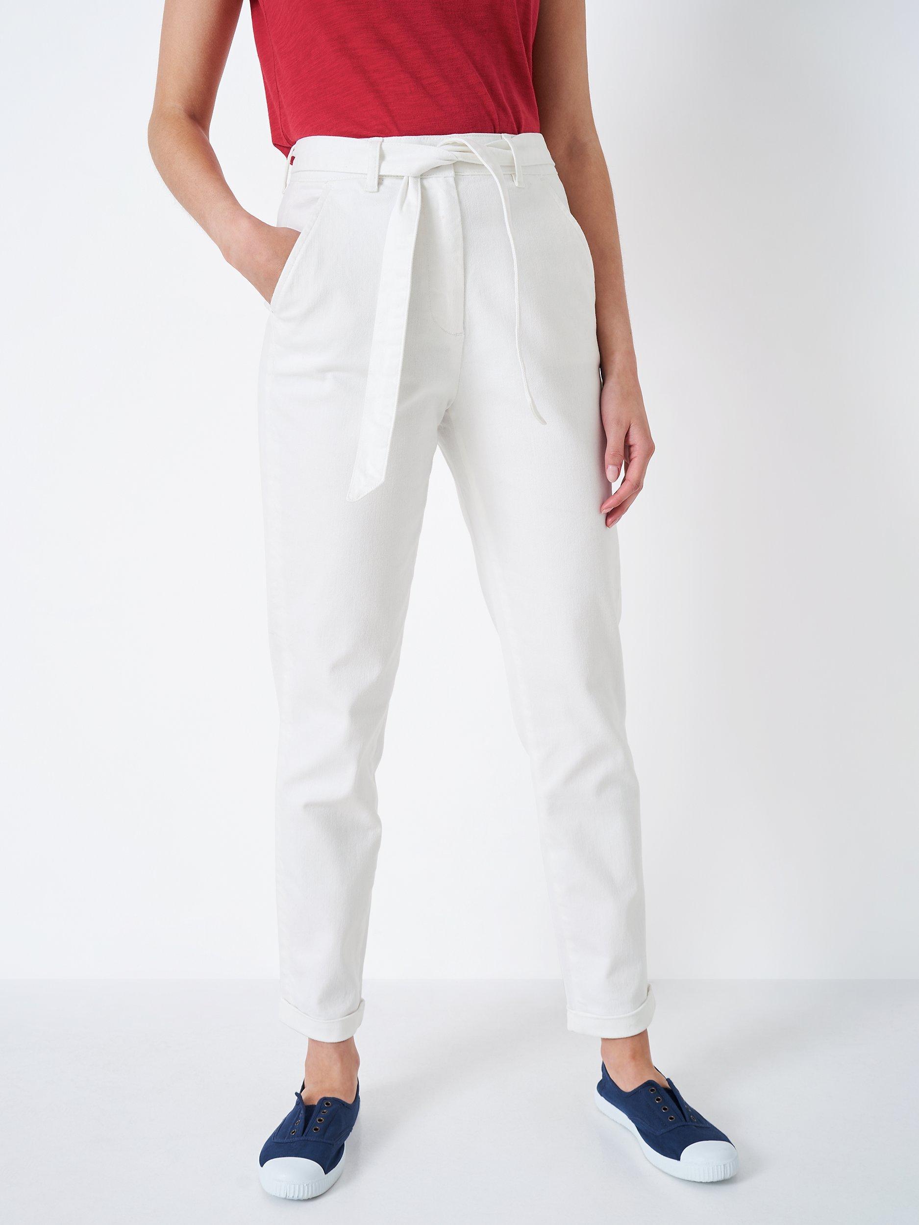 Crew Clothing Exeter Cotton Blend Trousers, White