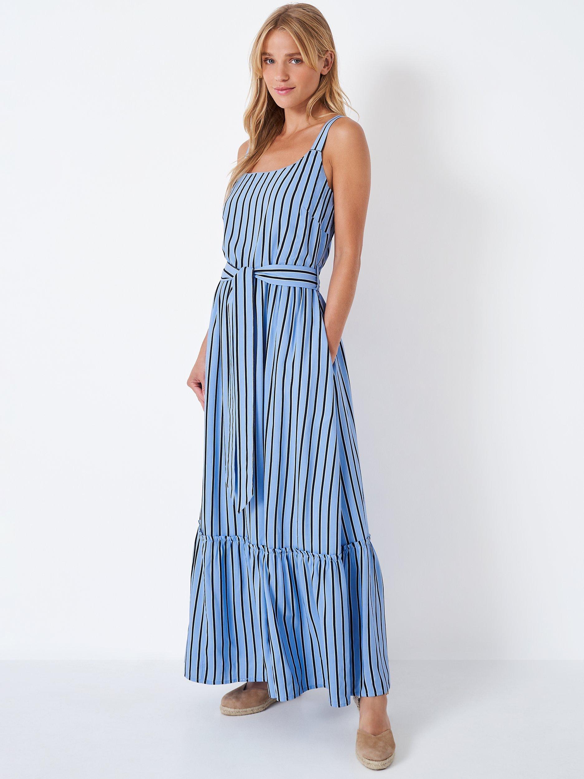 Crew Clothing Stripe Maxi Sundress, Navy Blue