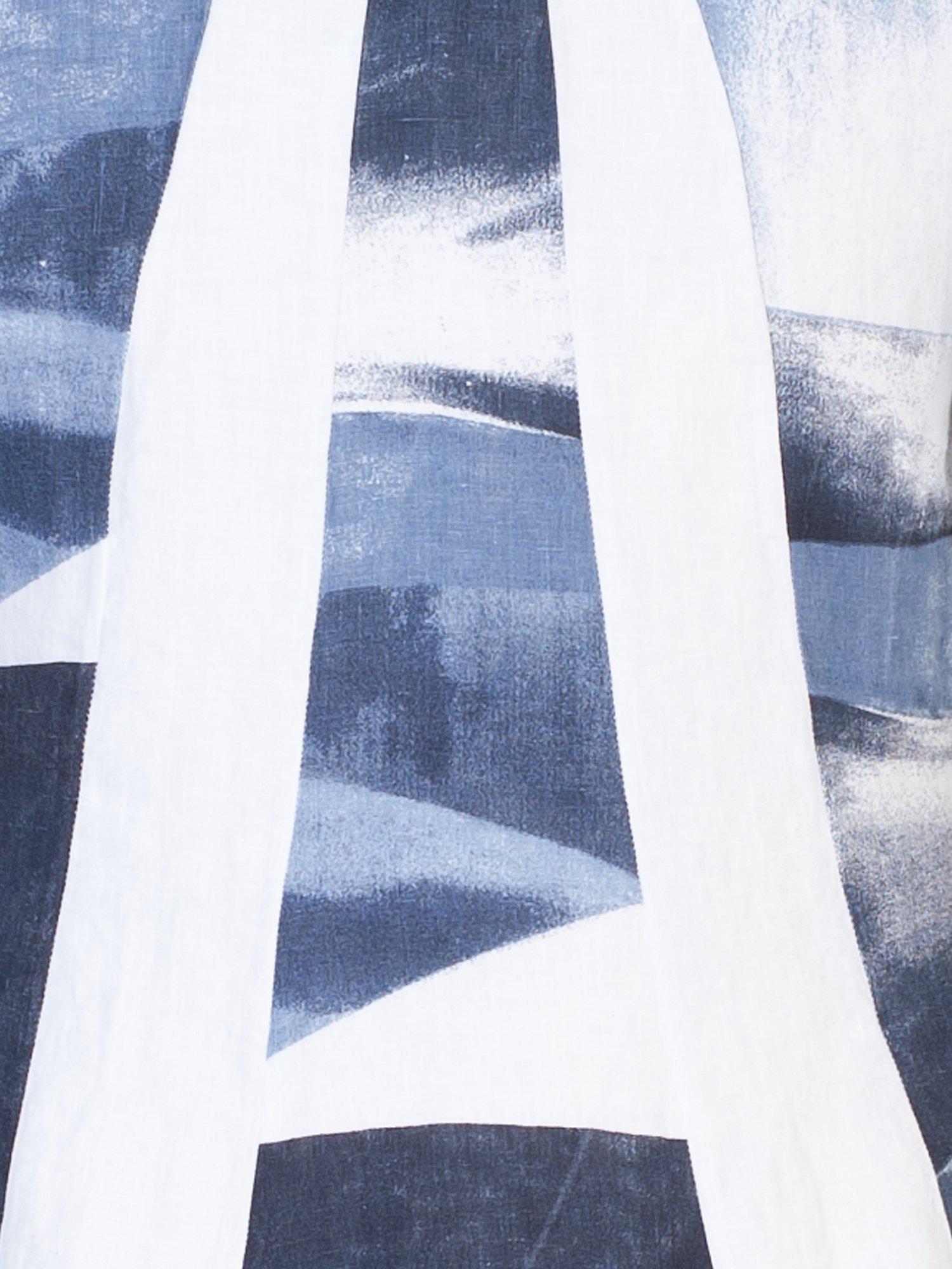 Product image 6 of 6, which shows chesca Abstract Print Midi Linen Dress, White/Navy, 12