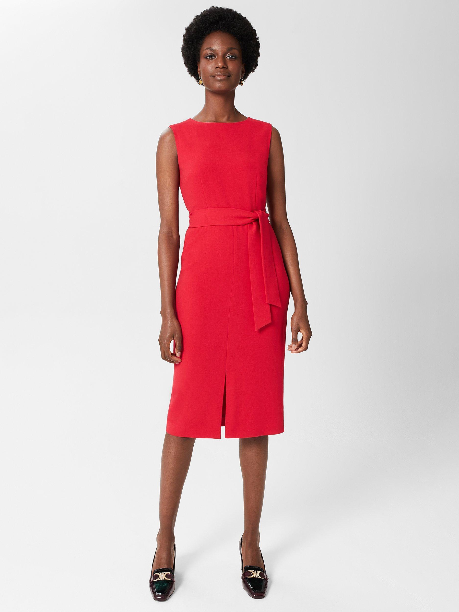 Hobbs Alva Belted Shift Dress, Poppy Red