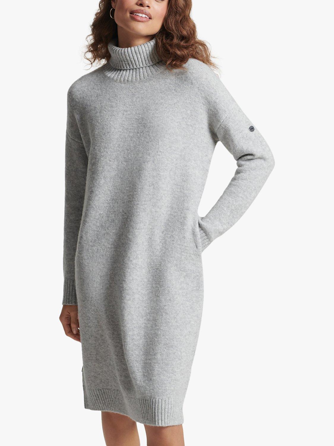 Superdry Funnel Neck Knit Dress, Mid Marl