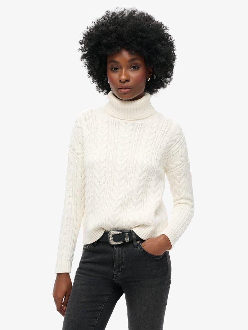 Drop shoulder cable knit cardigan hotsell