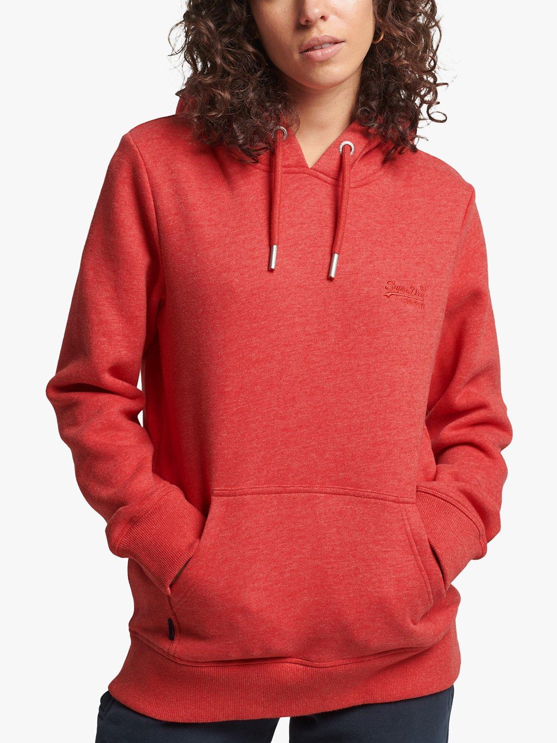 Superdry Organic Cotton Blend Vintage Embroidered Logo Hoodie, Papaya Marl