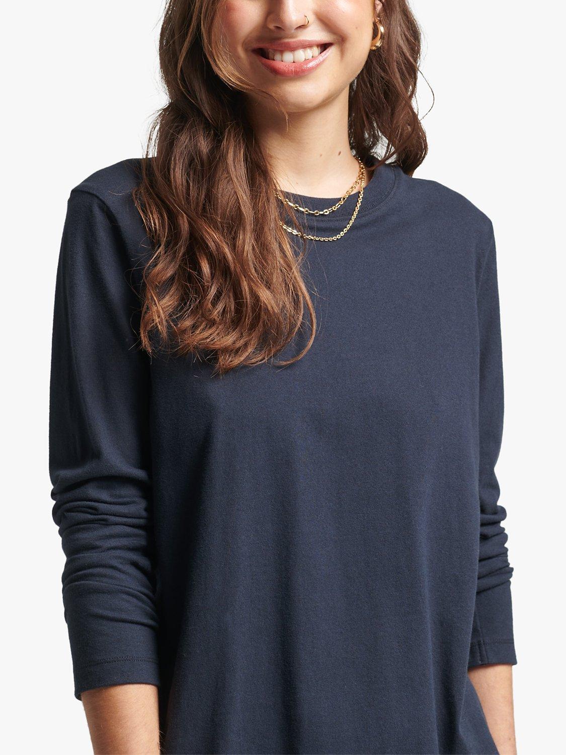 Superdry Organic Long Sleeve T-Shirt, Eclipse Navy