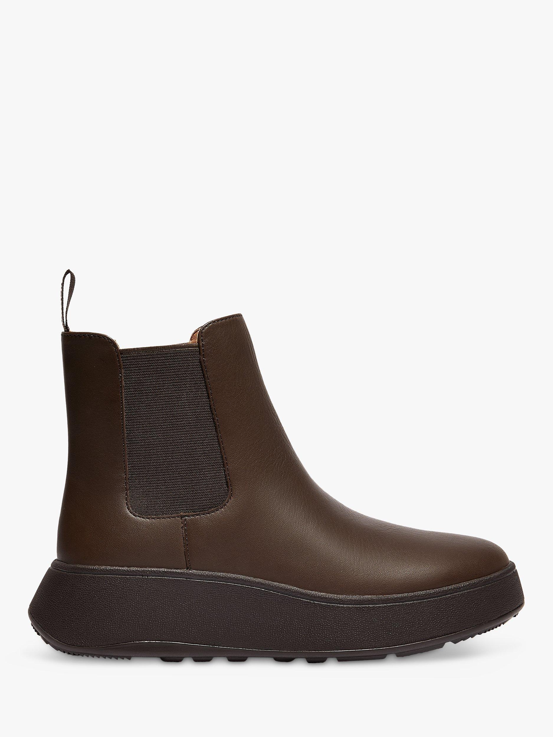 FitFlop Flatform Leather Ankle Boots, Chocolate, 4