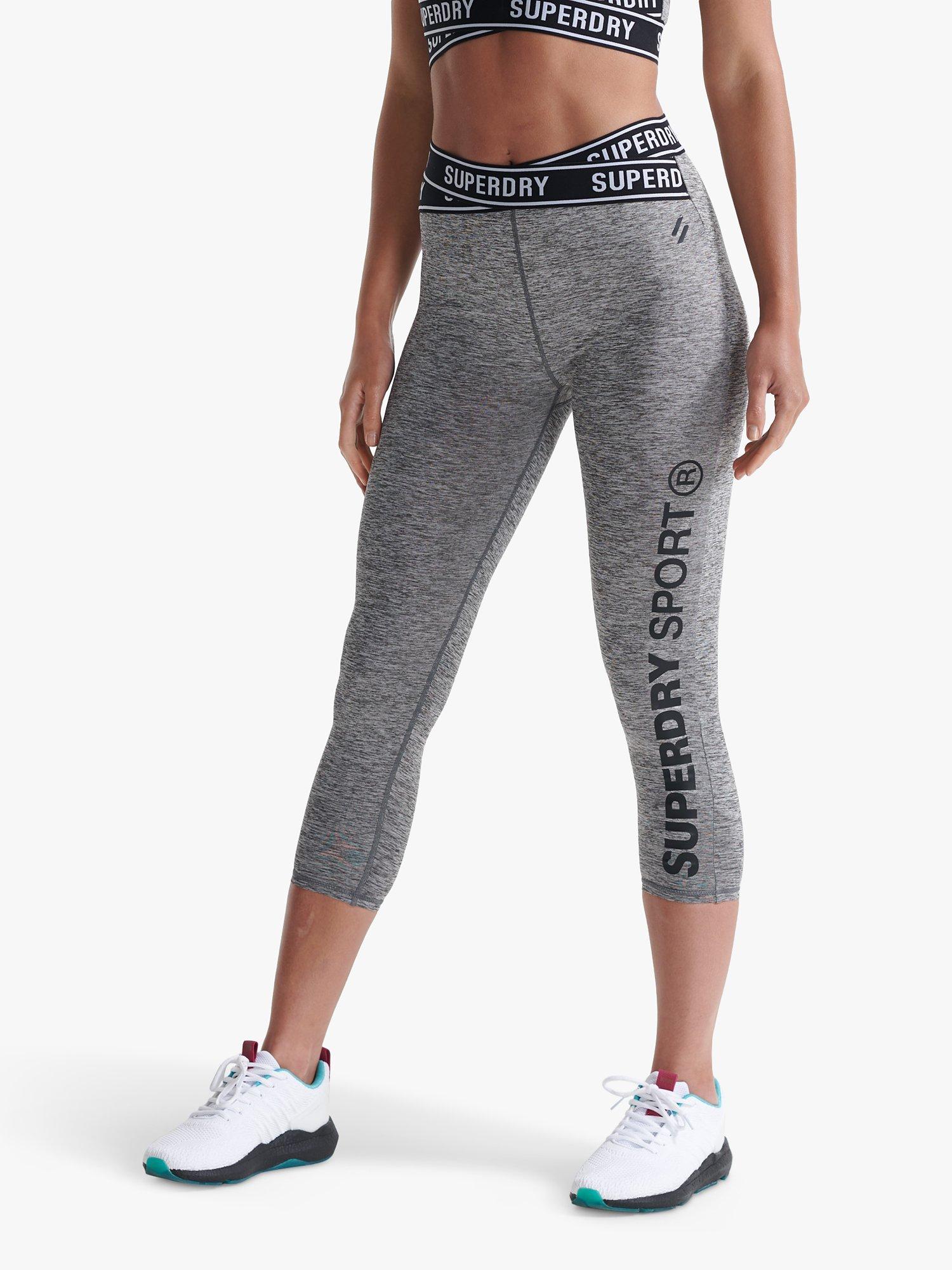 Superdry Training Cross 7/8 Gym Leggings, Grey Marl