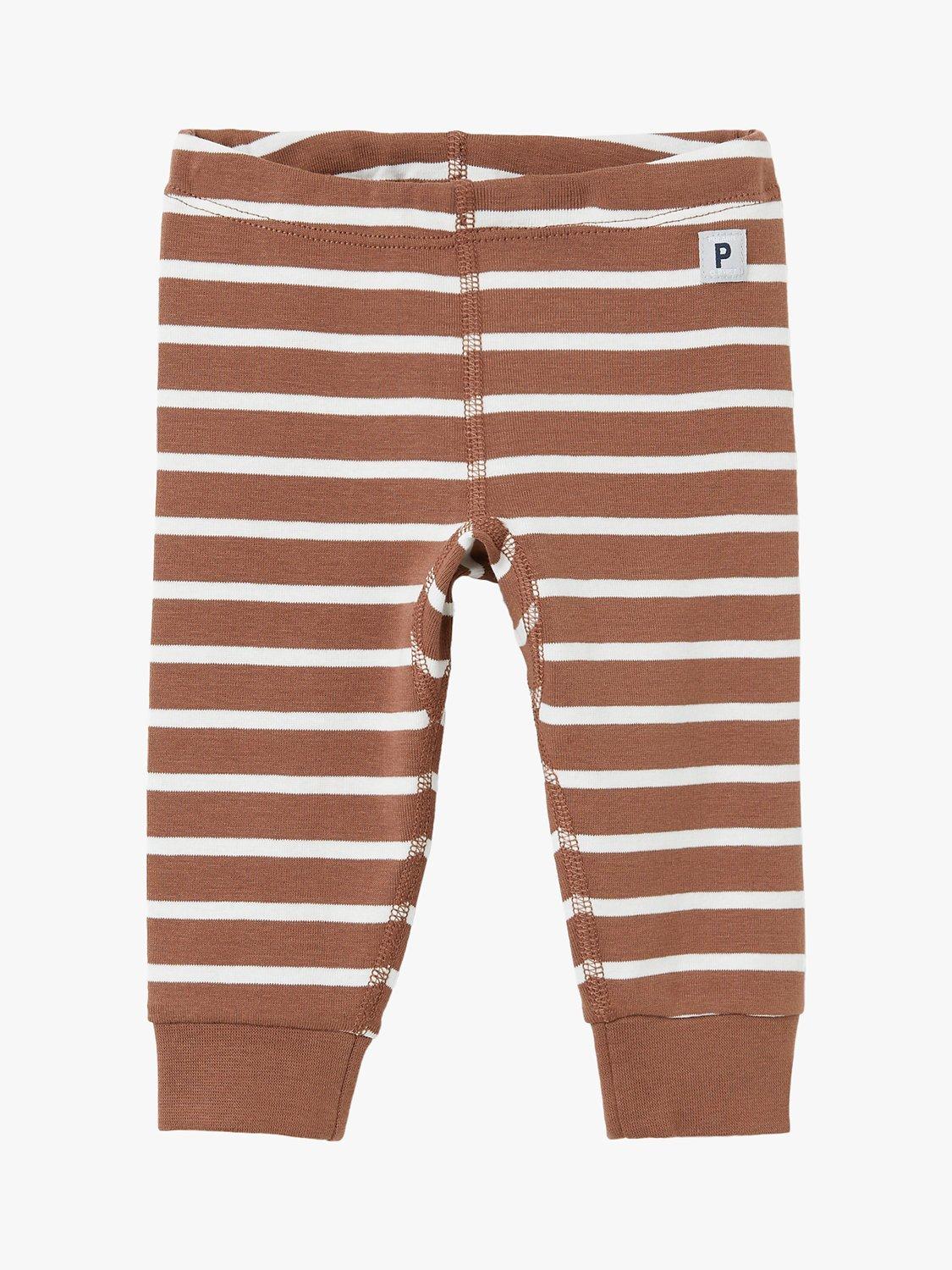 Polarn O. Pyret Baby GOTS Organic Cotton Stripe Leggings, Brown
