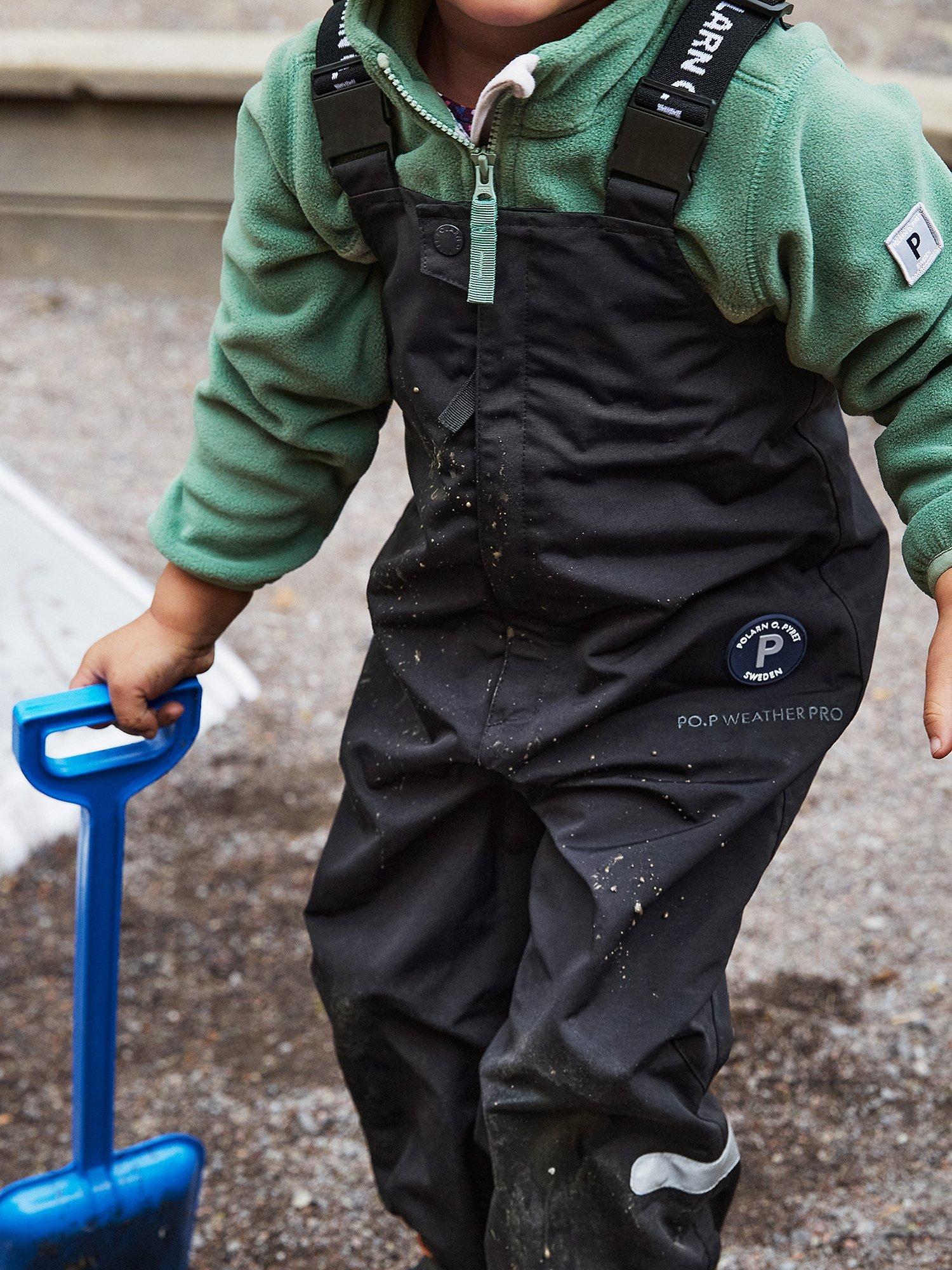 Product image 1 of 6, which shows Polarn O. Pyret Baby Plain Salopettes, Black, 12-18 months