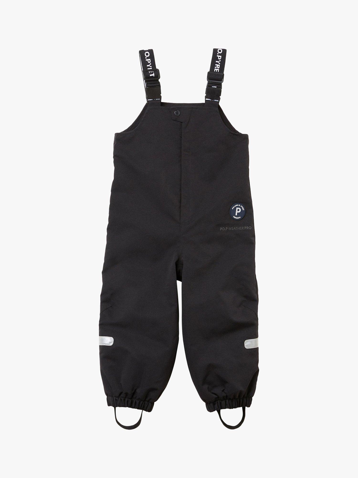 Product image 2 of 6, which shows Polarn O. Pyret Baby Plain Salopettes, Black, 12-18 months