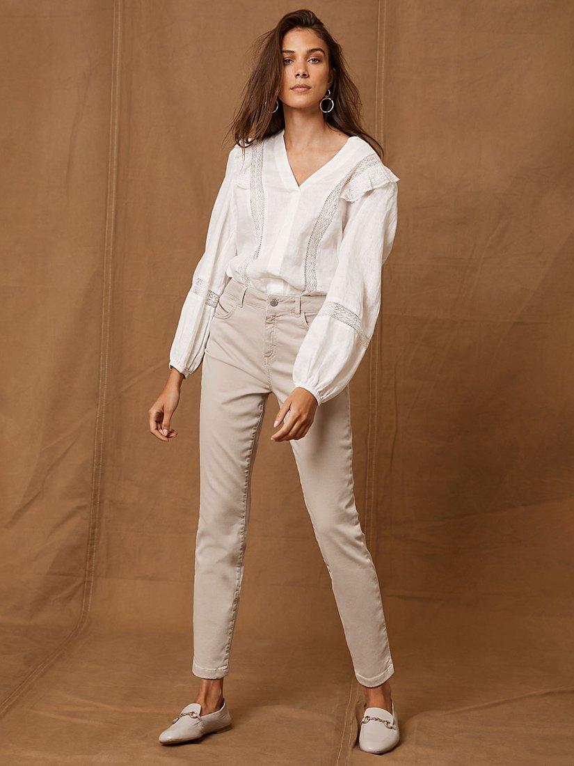 Mint Velvet Zip Detail Skinny Jeans, Beige