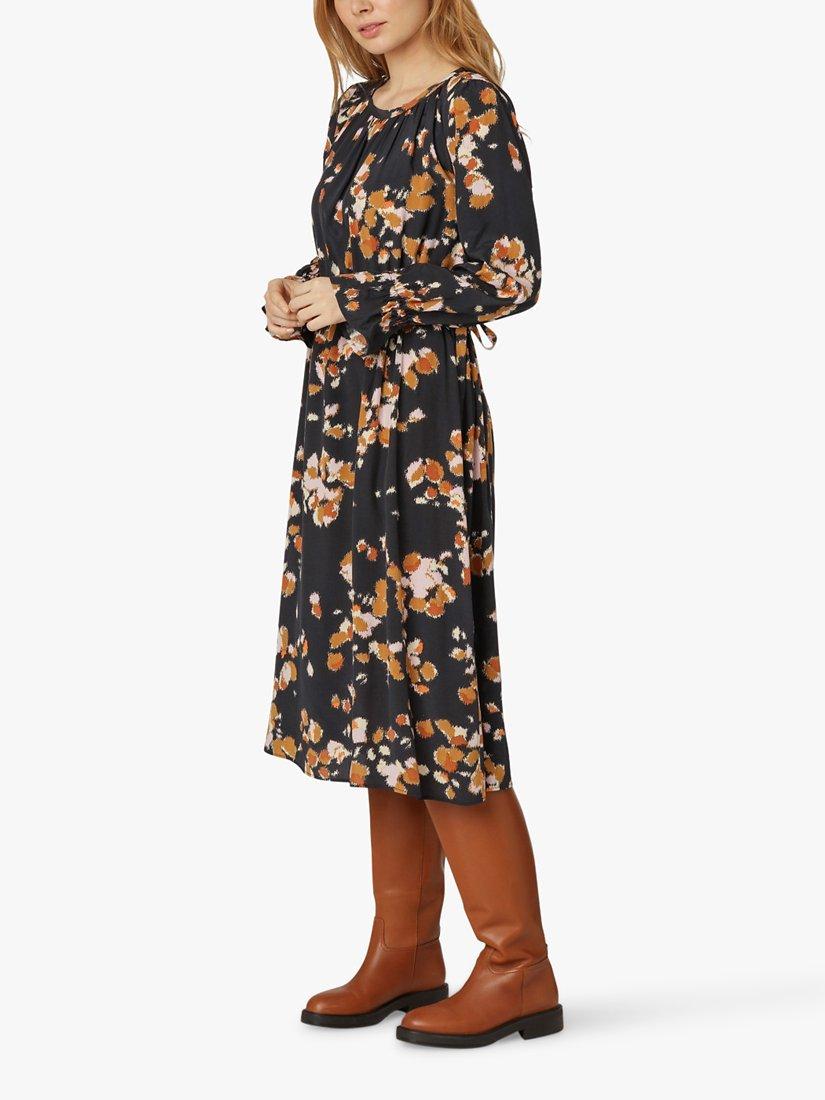 Noa Noa Alia Ikat Print Midi Dress, Navy/Brown