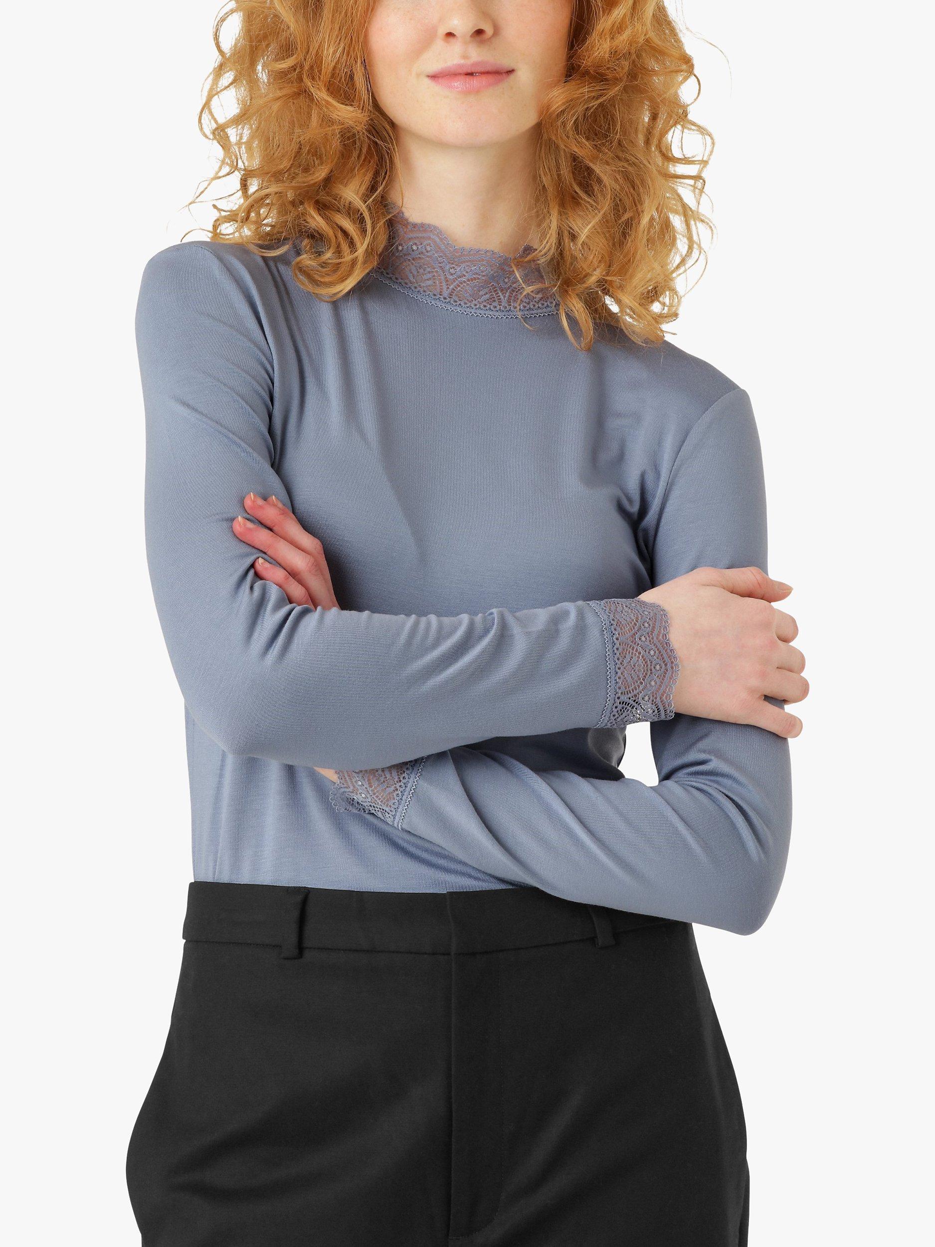 Noa Noa Laura Lace Trim Top, Flint Stone