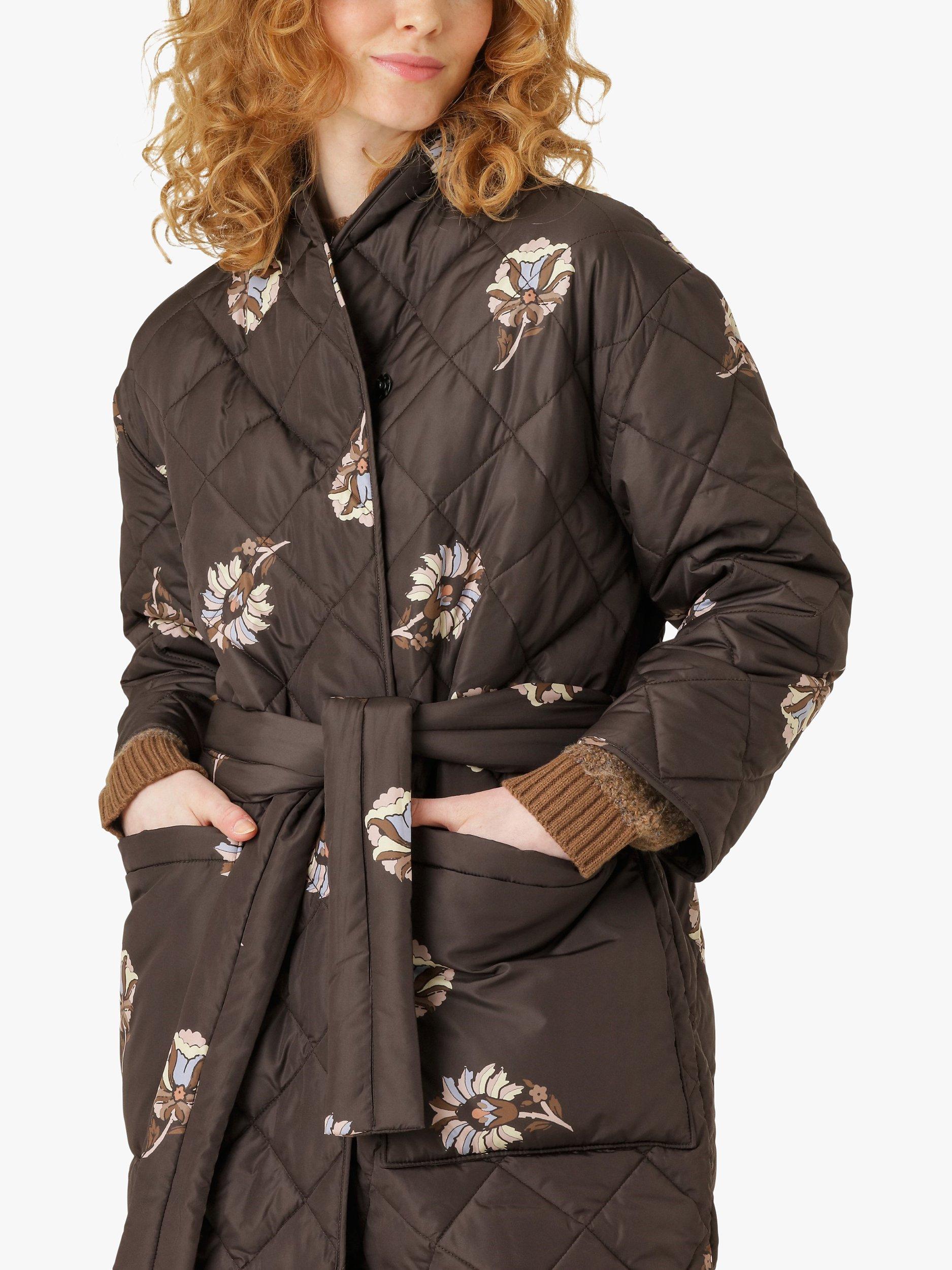 Noa Noa Marit Floral Quilted Coat, Brown, S