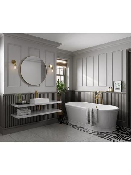 hib. Fusion Round Bathroom Mirror - view 2, Brushed Brass