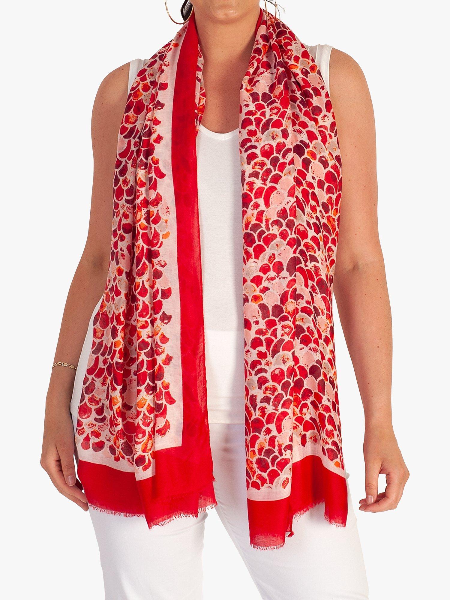 chesca Scale Print Scarf, Red, One Size