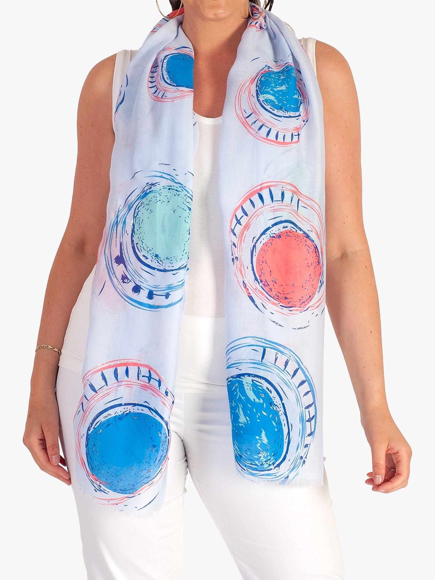 chesca Circles Scarf, Blue/Neon Pink, One Size
