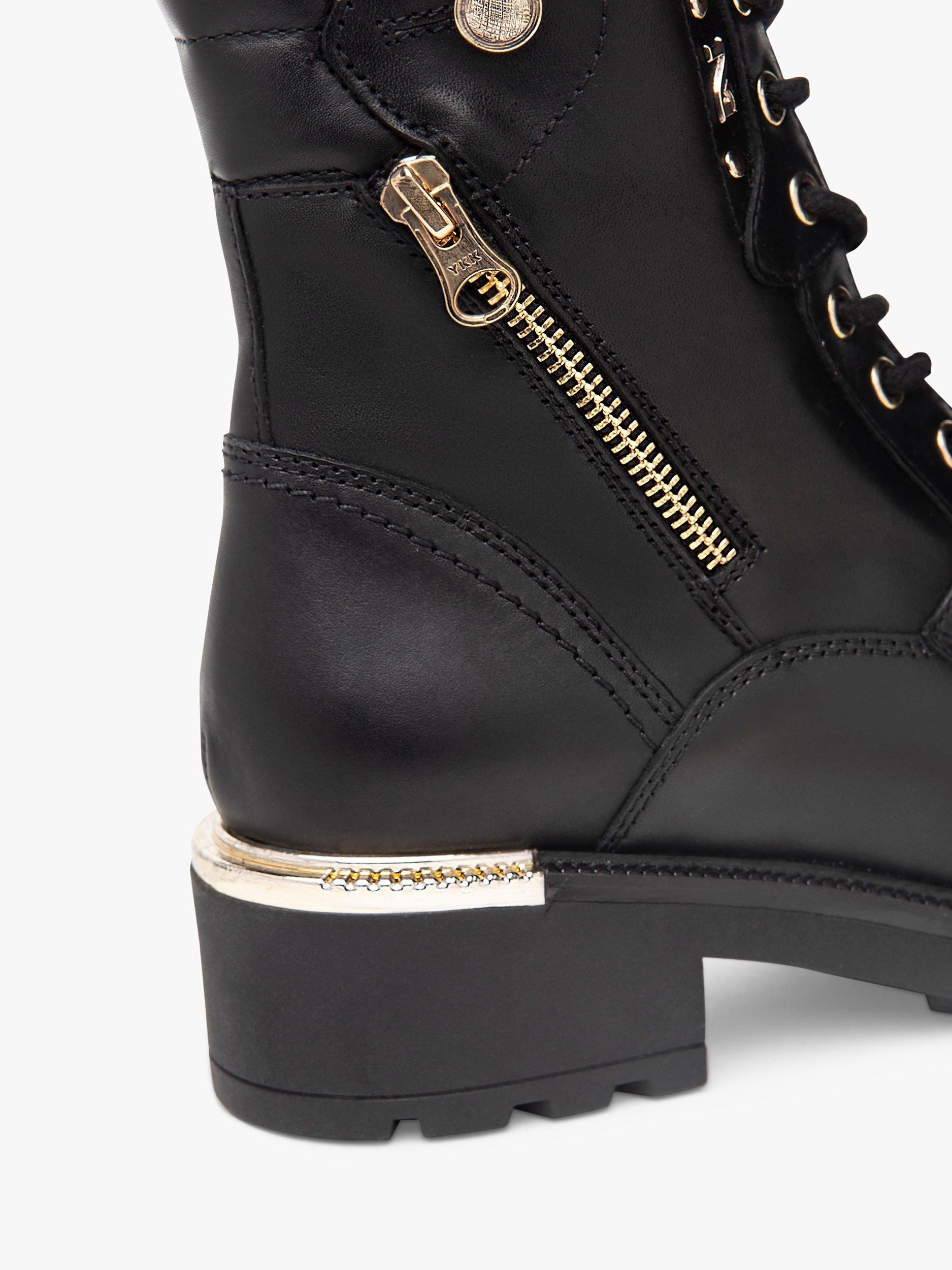 Product image 4 of 5, which shows NeroGiardini Gold Trim Leather Biker Boots, Black, 7