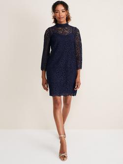 Phase Eight Verity Lace Dress, Navy