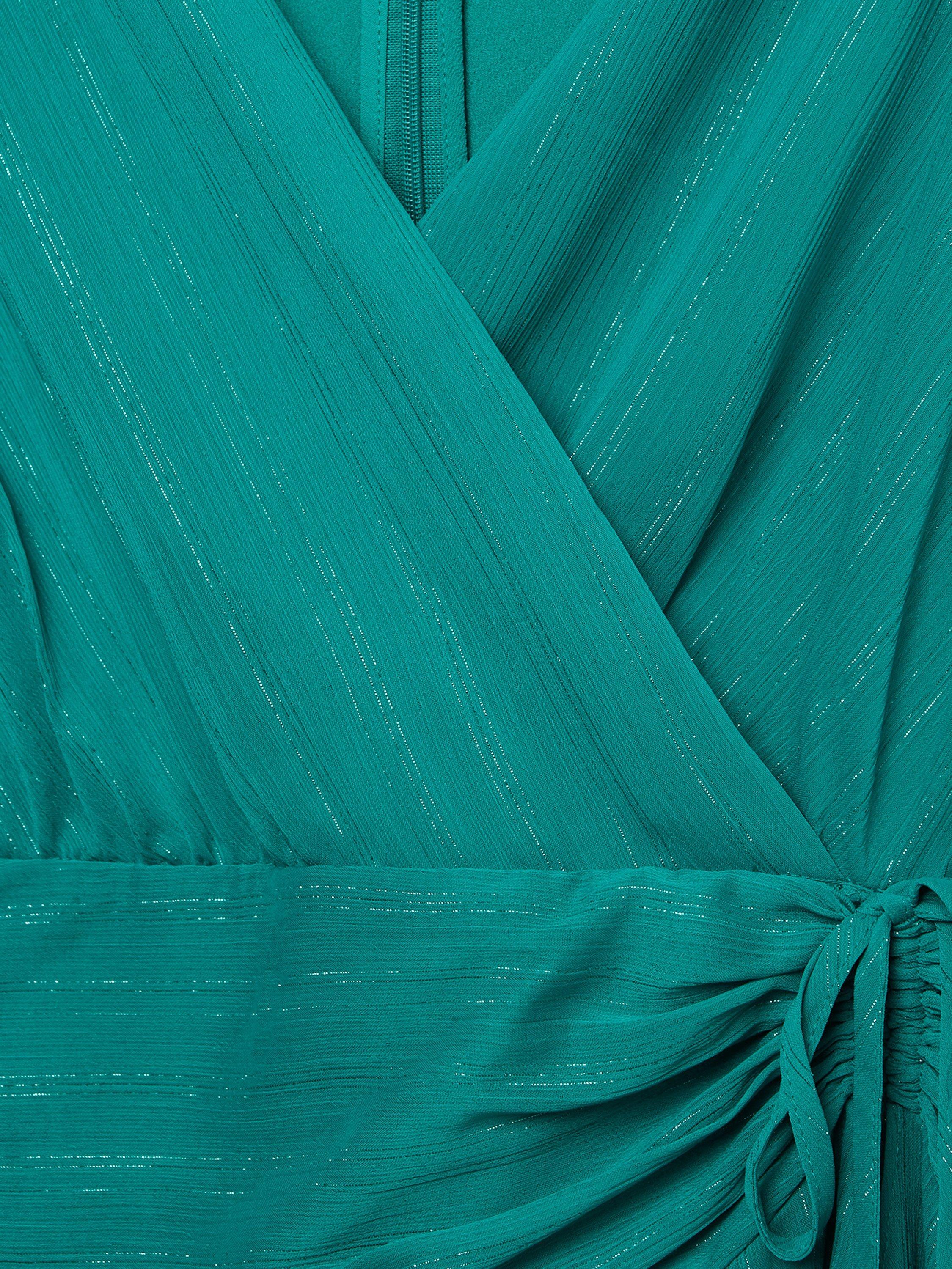 Product image 5 of 7, which shows Phase Eight Cressinda Ruched Midi Dress, Peacock, 12