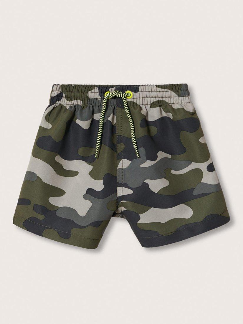 Mango Baby Camouflage Print Swimming Trunks, Beige/Khaki