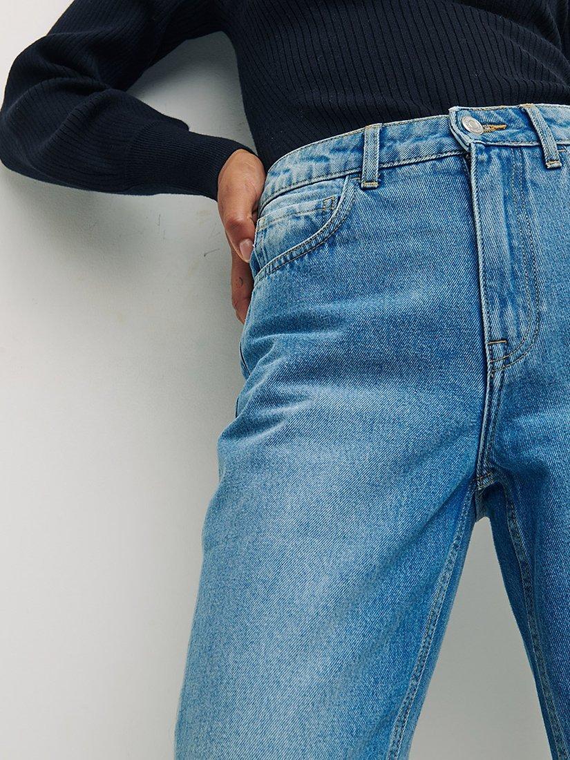 Product image 3 of 5, which shows Nobody's Child Straight Cut Cropped Jeans, Blue, 24