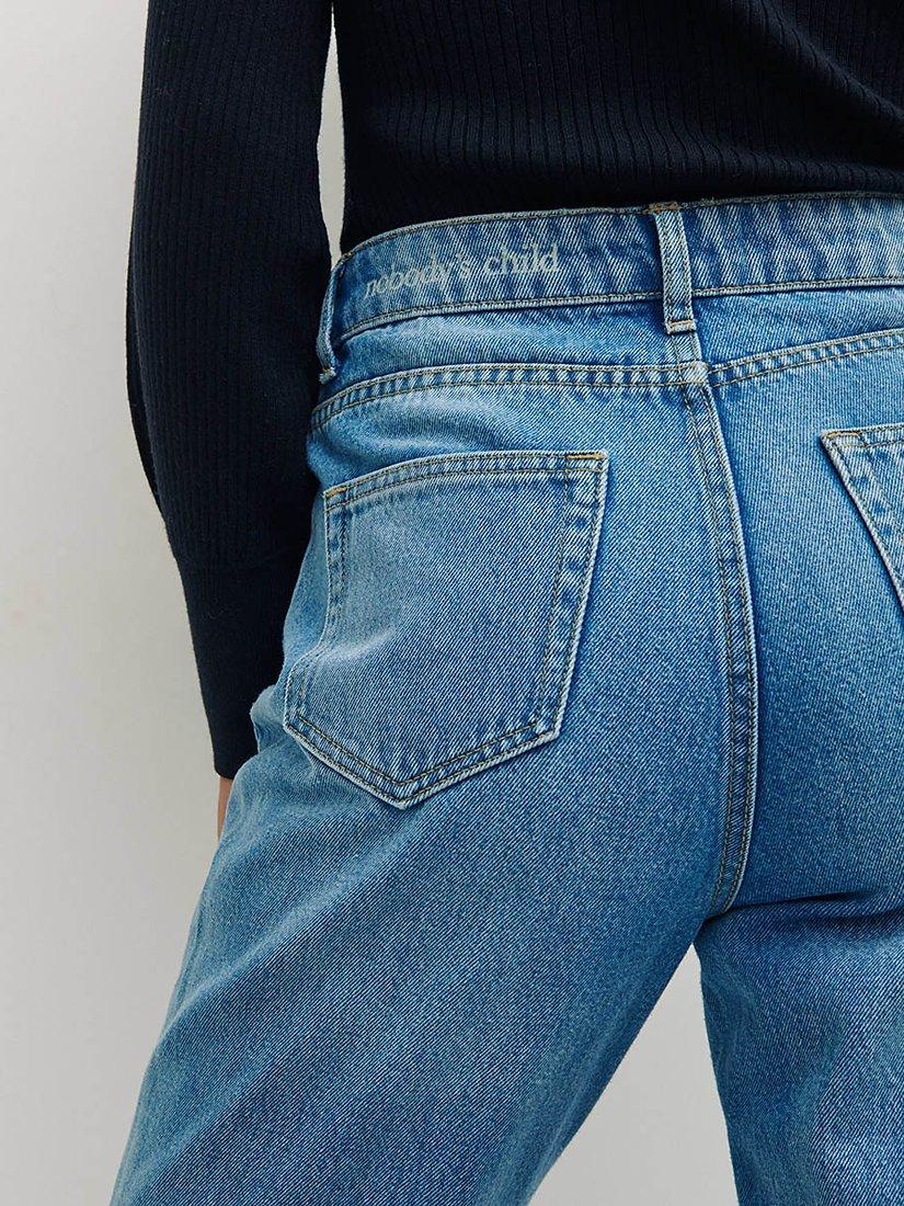 Product image 4 of 5, which shows Nobody's Child Straight Cut Cropped Jeans, Blue, 24